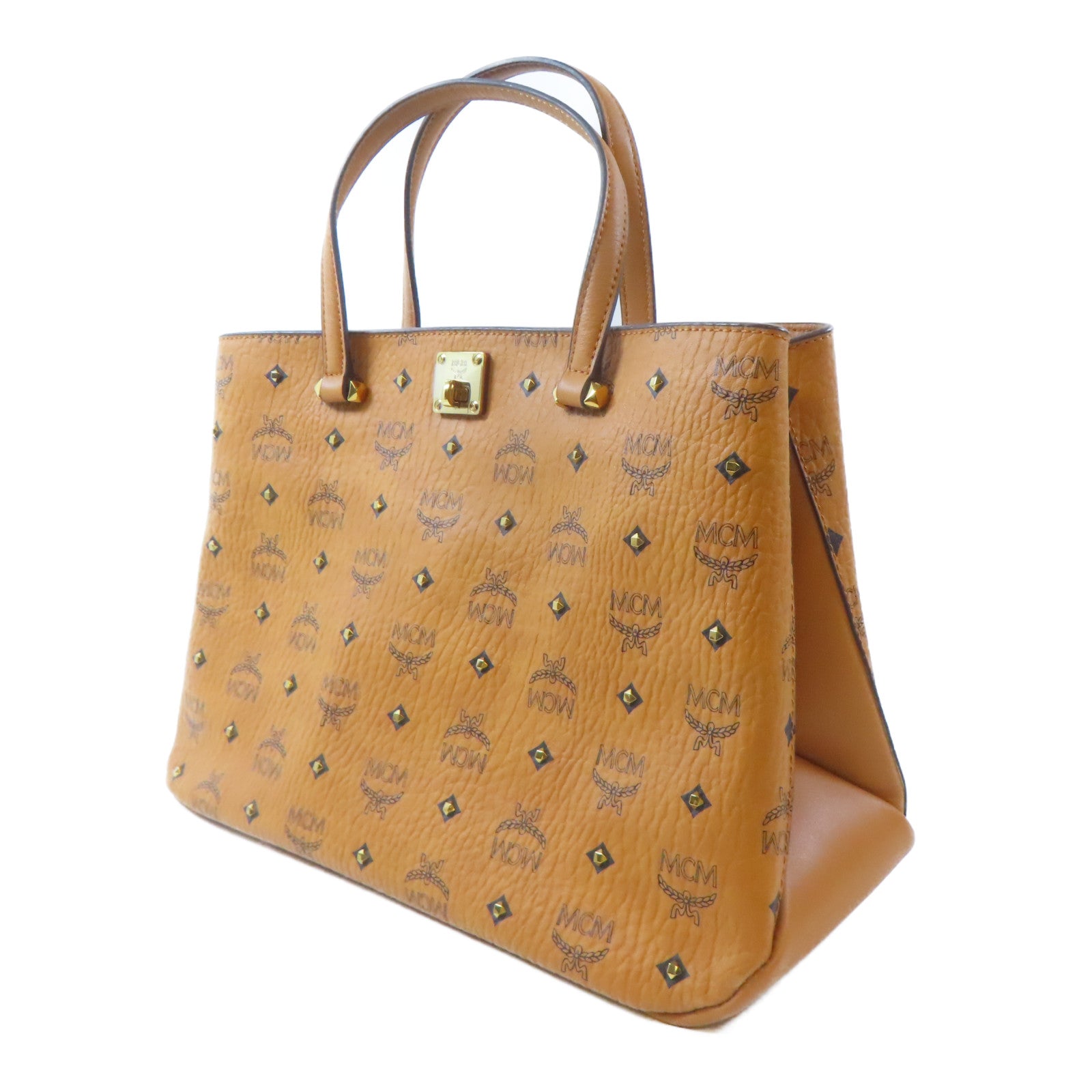 MCM 皮革2 Way Shoulder Bag金扣手挽肩背兩用袋啡色