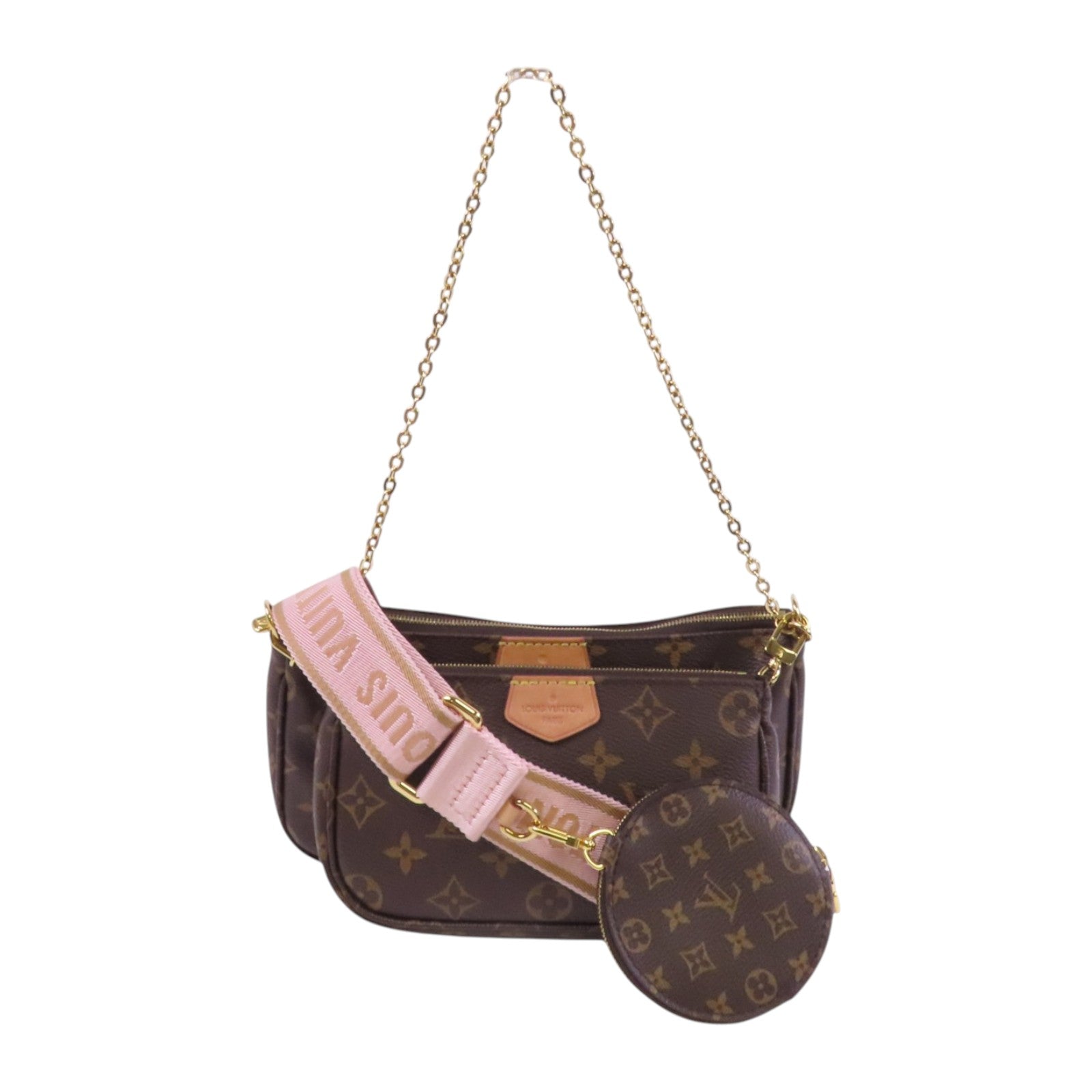 LOUIS VUITTON Monogram Mini Pochette Accessoirs金扣手挽肩背兩用袋
