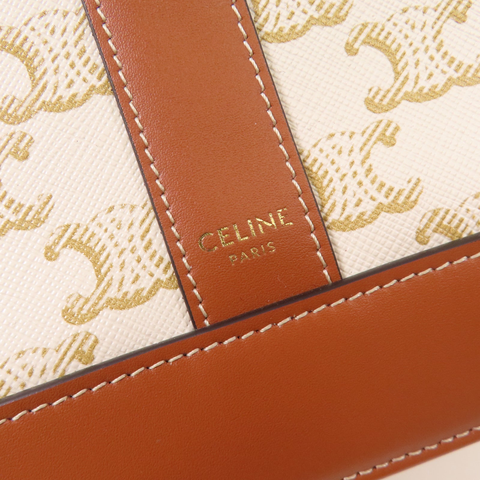 CELINE 塗層帆布Triomphe Bucket金扣肩背袋