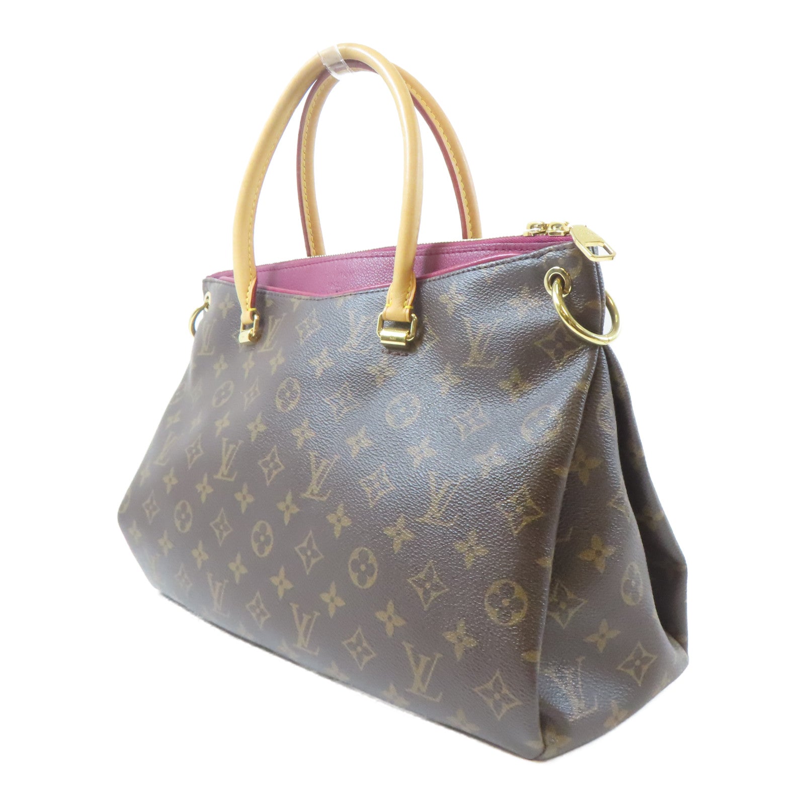 LOUIS VUITTON Monogram Pallas MM金扣手挽肩背兩用袋啡色/紫色