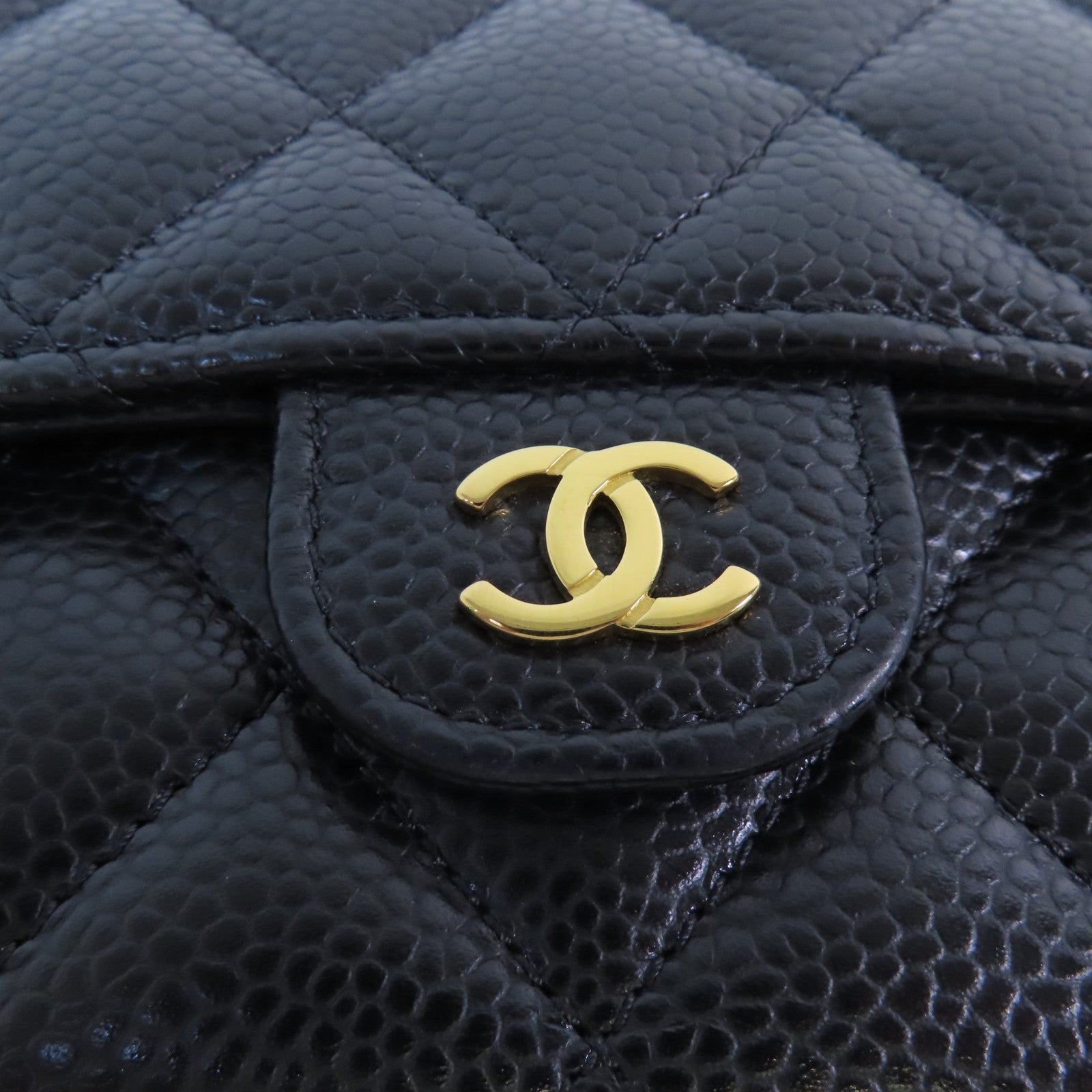 CHANEL 牛皮皮革Medium Wallet金扣短錢包