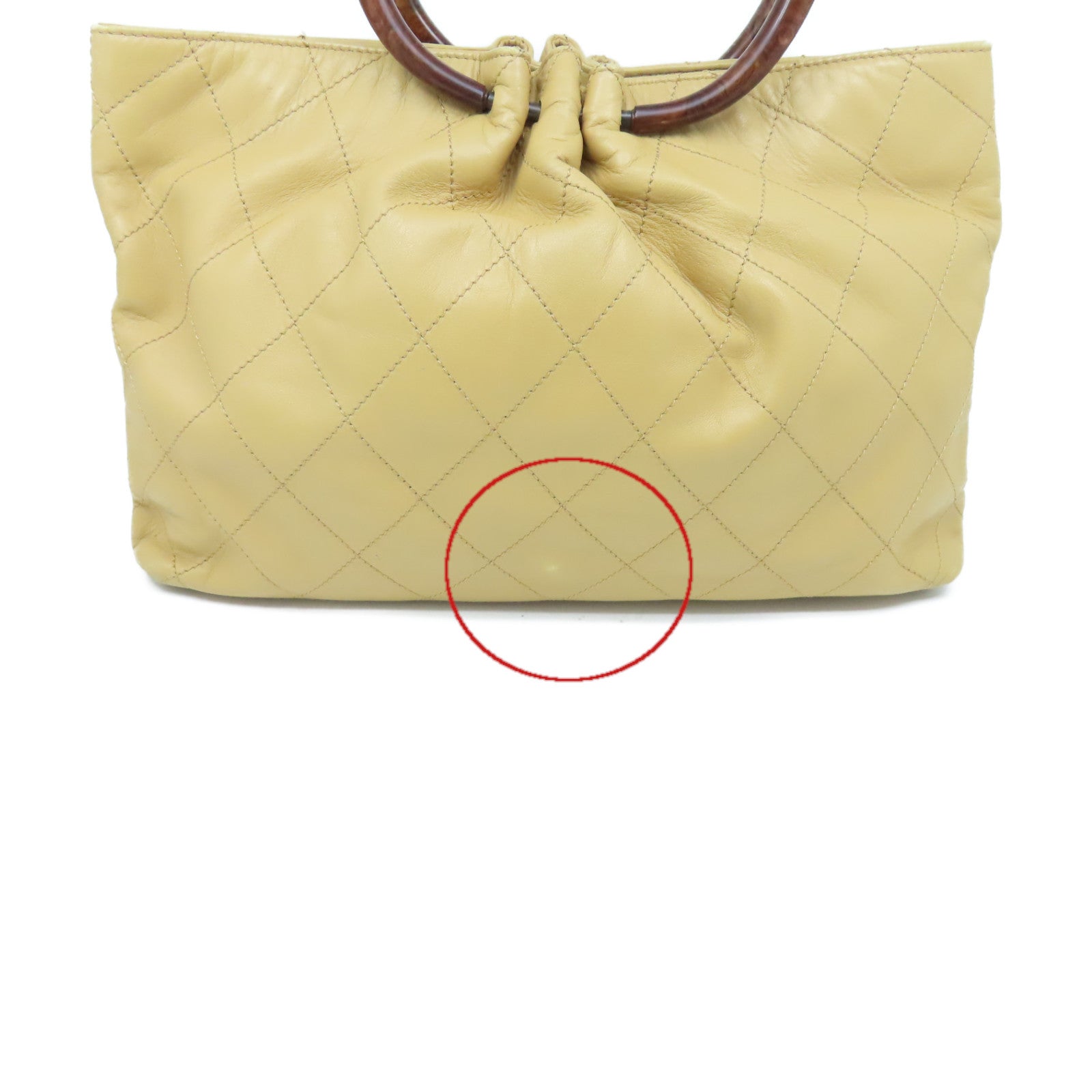 CHANEL 【激減優惠】菱格牛皮皮革Handbag金扣手挽袋淺啡色