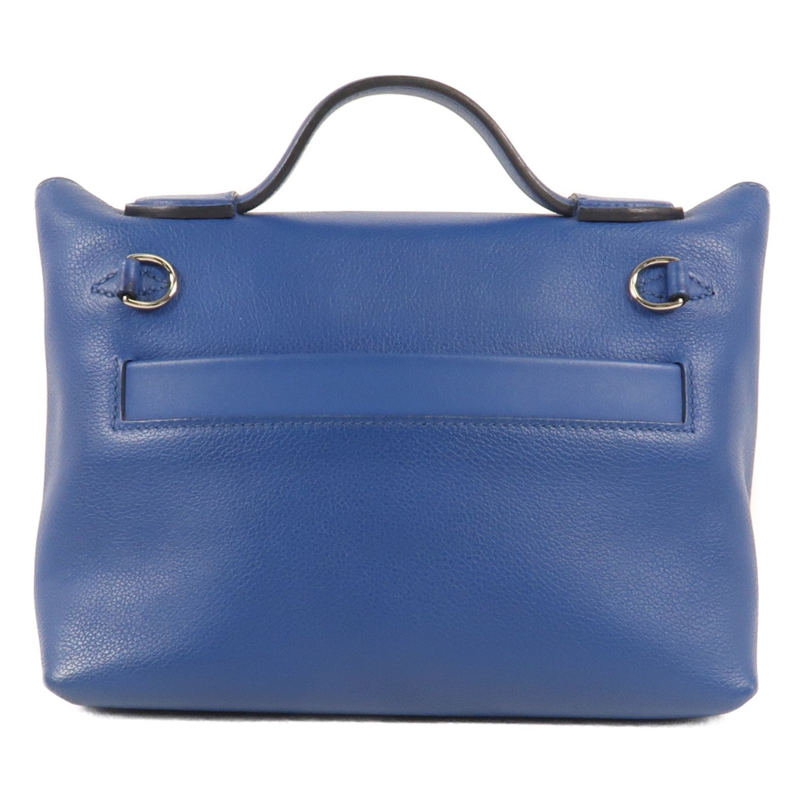 HERMES Evercolor皮革/Swift皮革24/24 Mini銀扣手挽肩背兩用袋 Bleu France