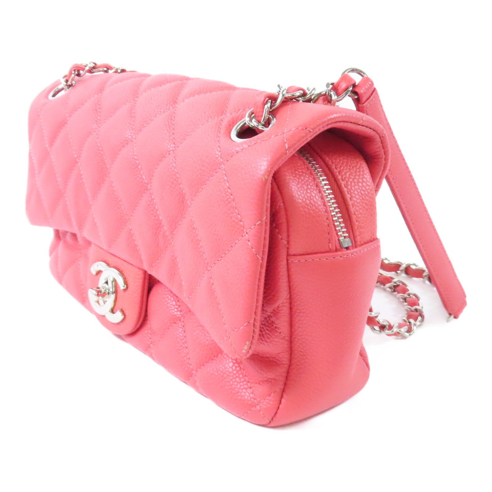 CHANEL CC SHW Chain Shoulder Bag Calfskin Leather Pink