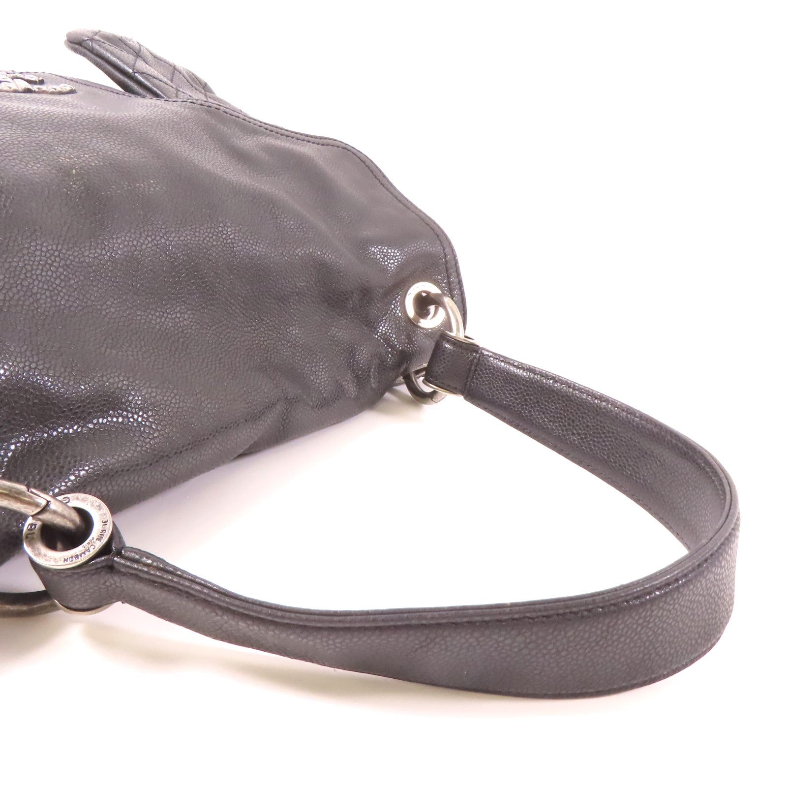 CHANEL 【激減優惠】菱格Caviar皮革Shoulder Bag銀扣肩背袋黑色