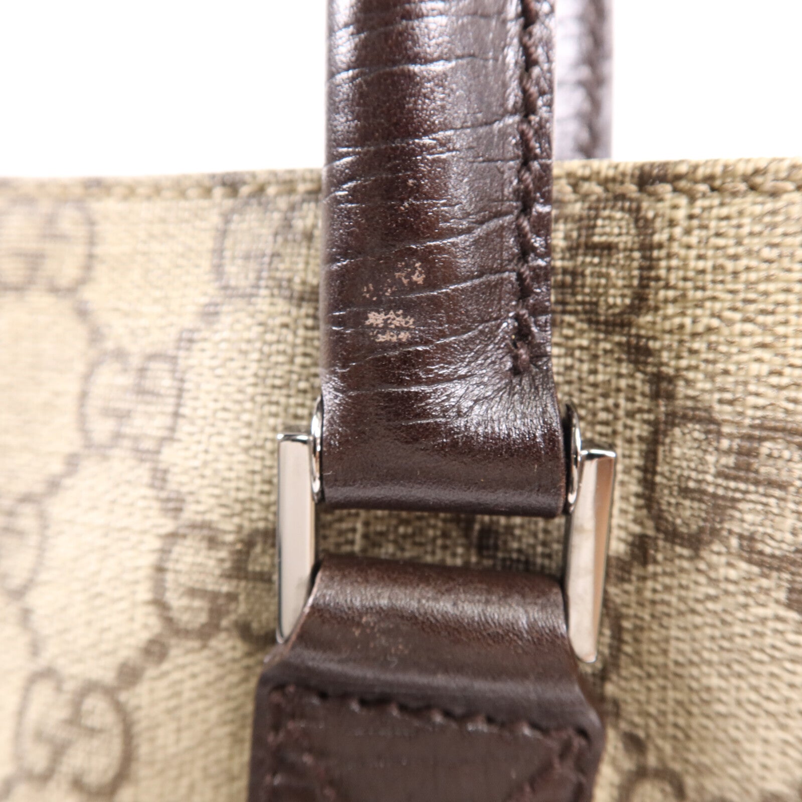 GUCCI 塗層帆布Tote Bag銀扣手挽袋