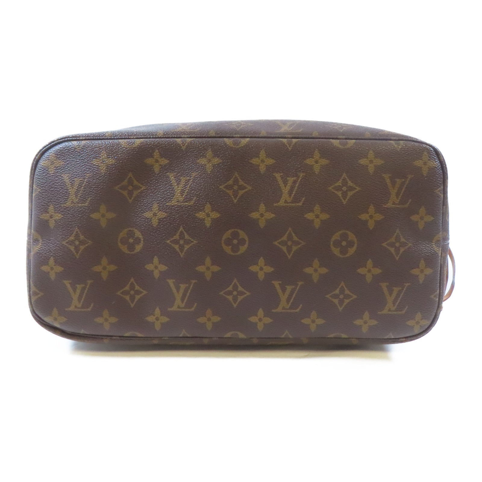 LOUIS VUITTON Monogram Neverfull MM金扣手挽袋啡色