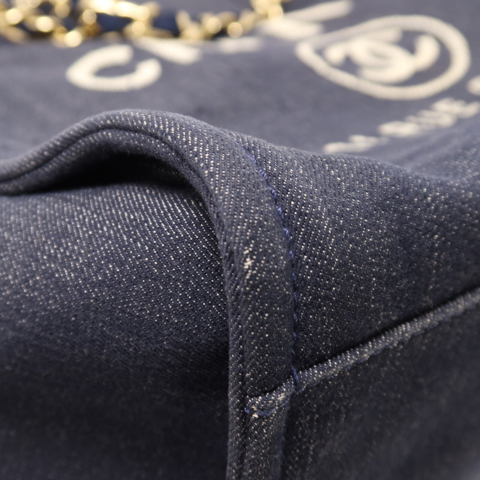 CHANEL 牛仔布Deauville Tote鏈帶手挽肩背兩用袋