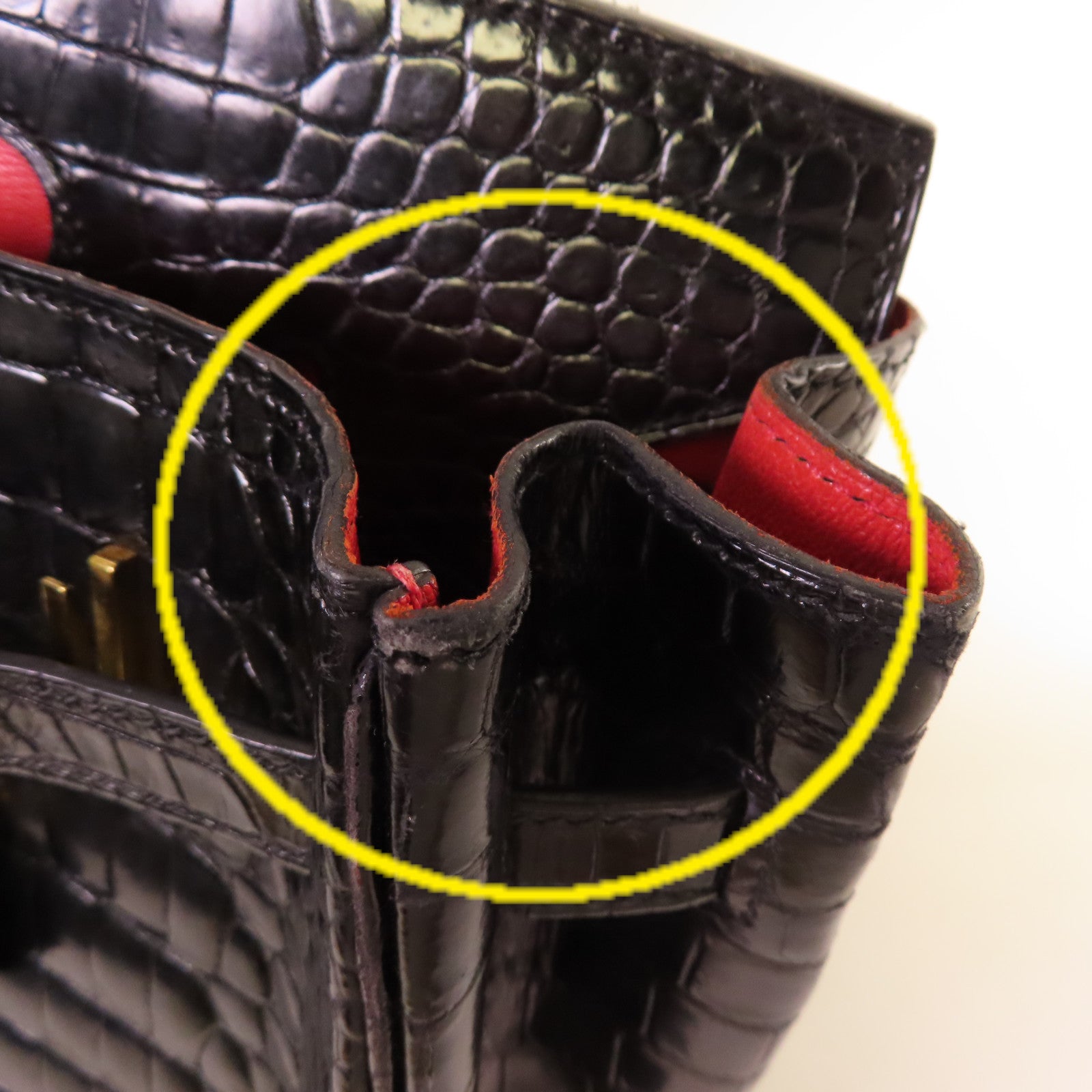 HERMES 鱷魚皮革Birkin 35 Handbag金扣手挽袋黑色