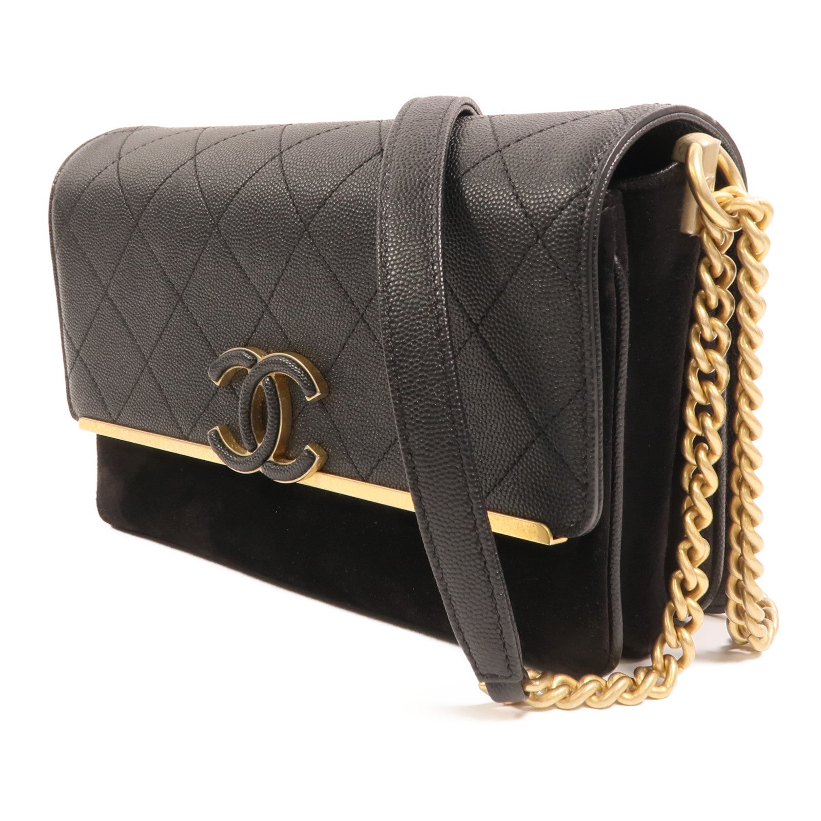 CHANEL 牛皮皮革/麂皮皮革Lady Coco Flap Quilted Bag金扣鏈帶肩背袋