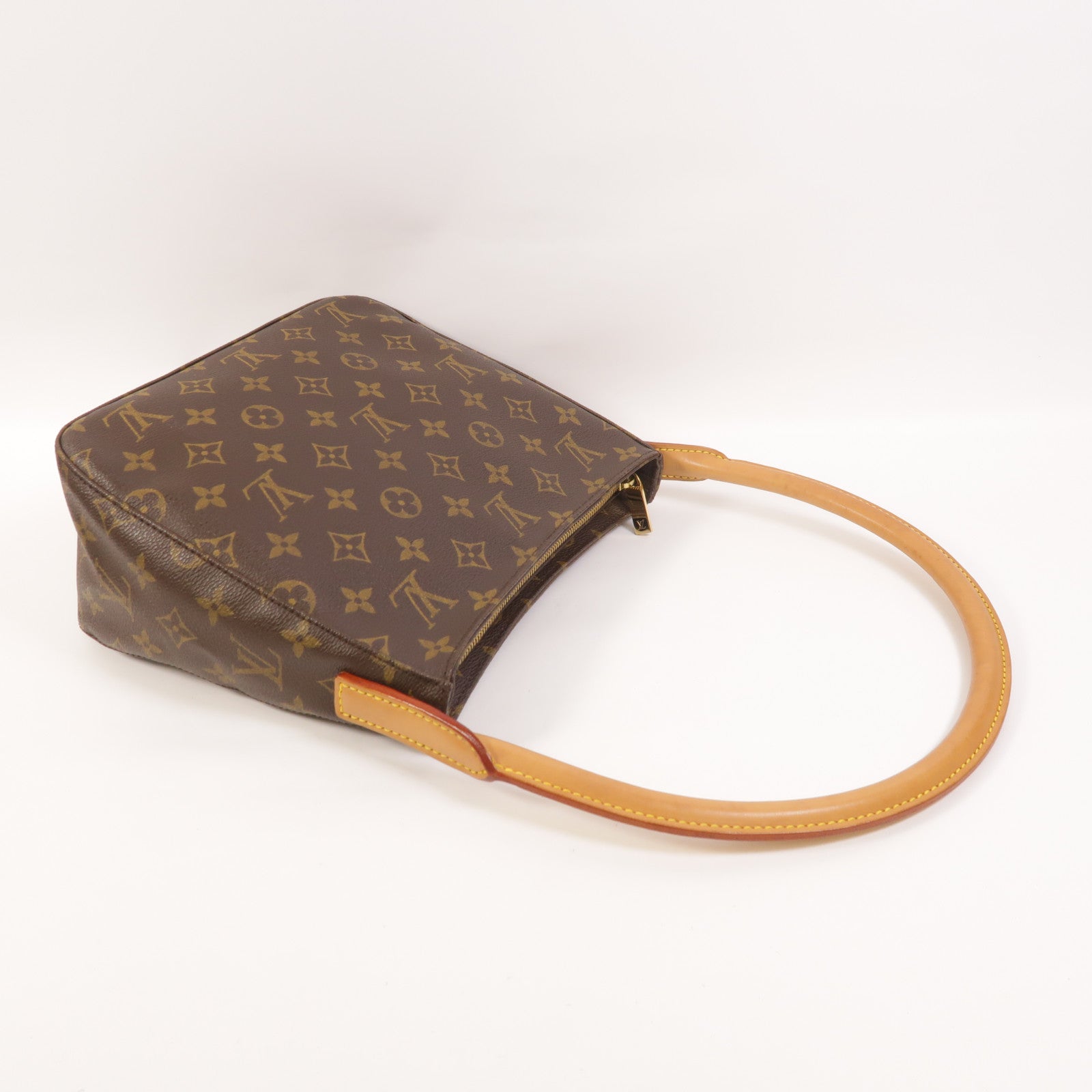 LOUIS VUITTON Monogram Looping MM金扣肩背袋棕色