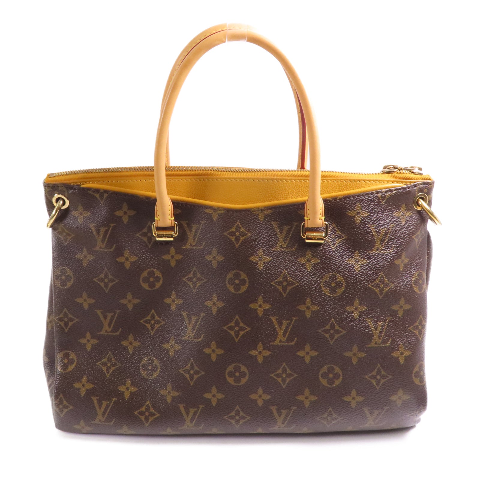 LOUIS VUITTON LV GHW Pallas MM 2 Way Shoulder Bag M40929 Monogram Brown/Yellow