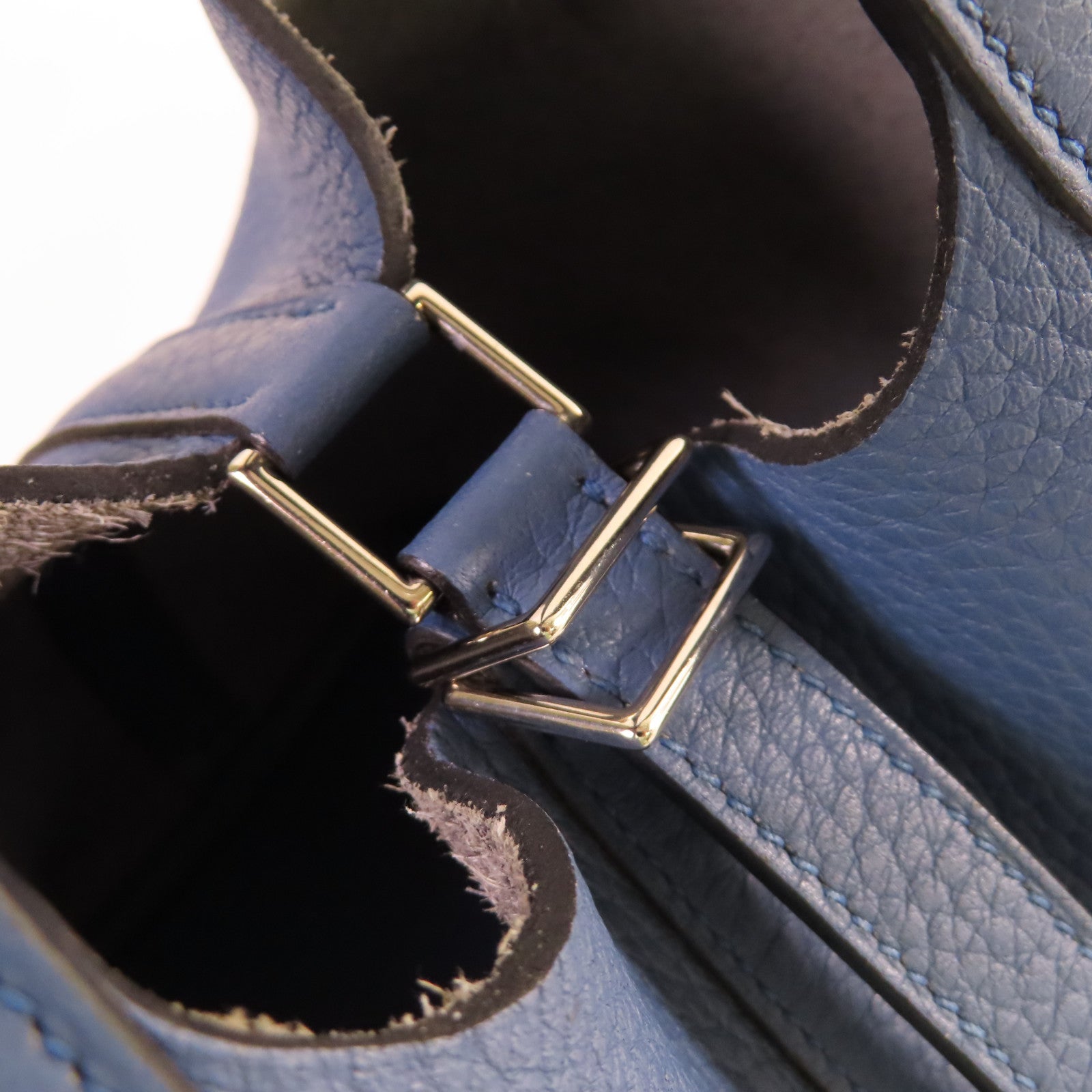 HERMES 【激減優惠】Clemence皮革Picotin PM Tote Bag銀扣手挽袋Bleu Azur天藍色
