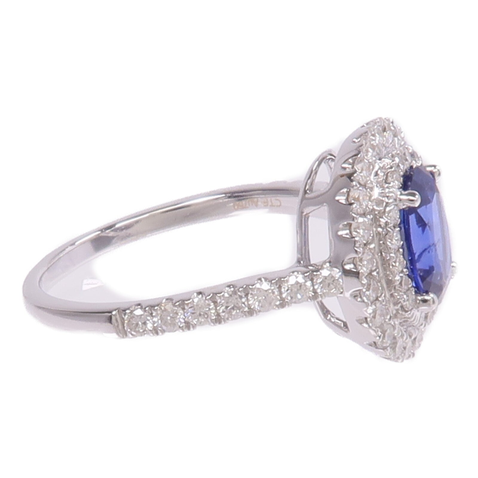 JEWELRY 18K白金Sapphire Diamond Ring藍寶石/鑽石戒指US#7