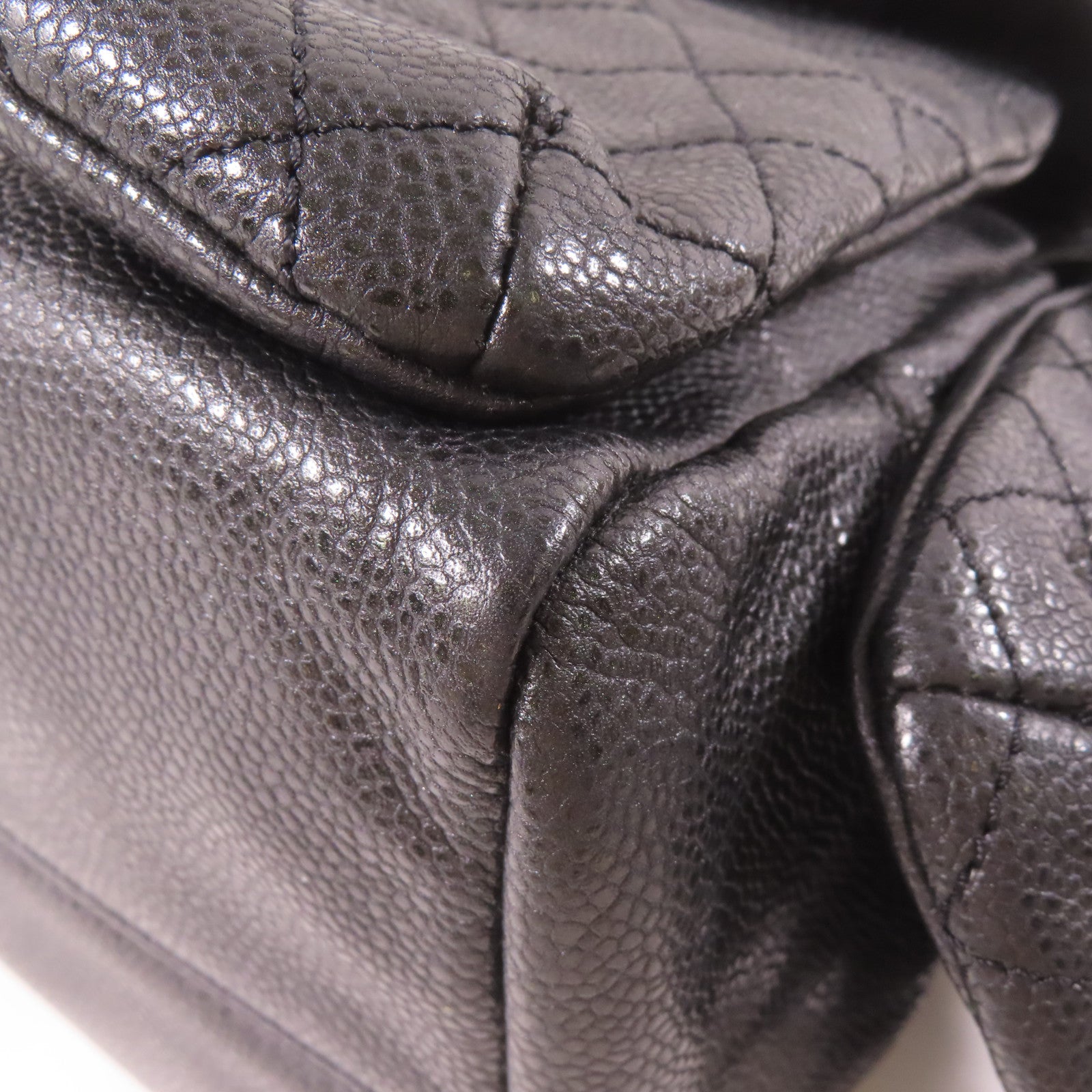 CHANEL 【激減優惠】菱格Caviar皮革Shoulder Bag銀扣肩背袋黑色