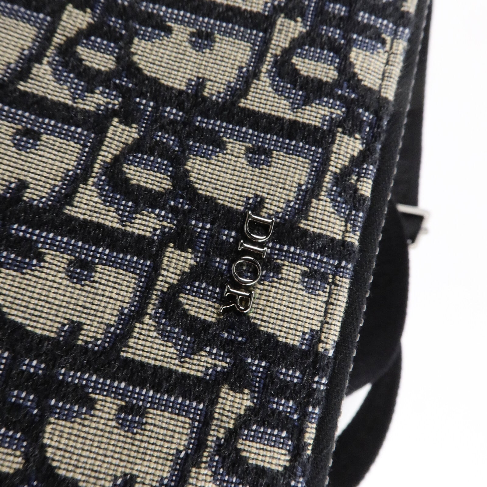 Dior 帆布Oblique Camera Bag銀扣肩背袋藍色