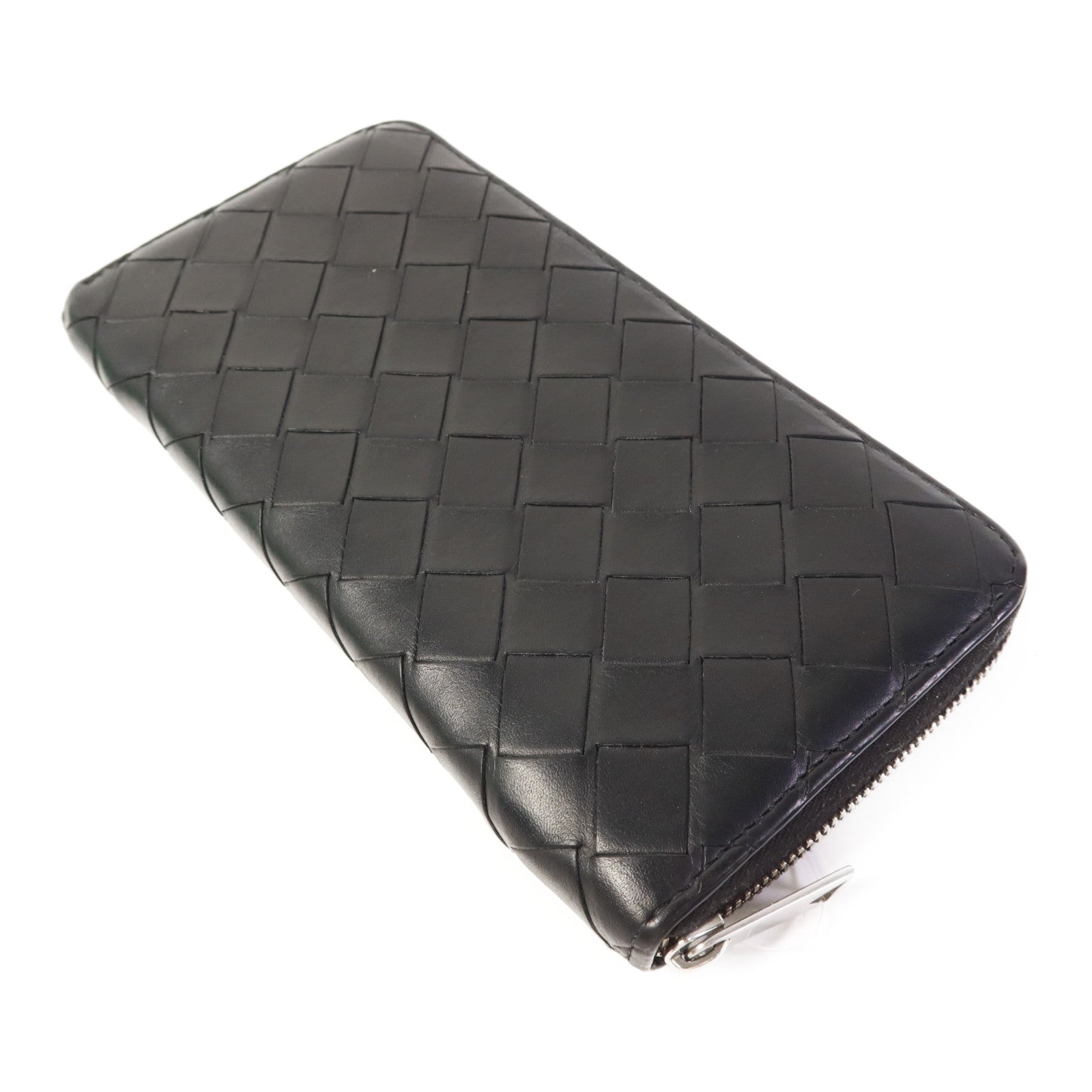 BOTTEGA VENETA 織紋皮革Long Round Wallet銀扣長錢包