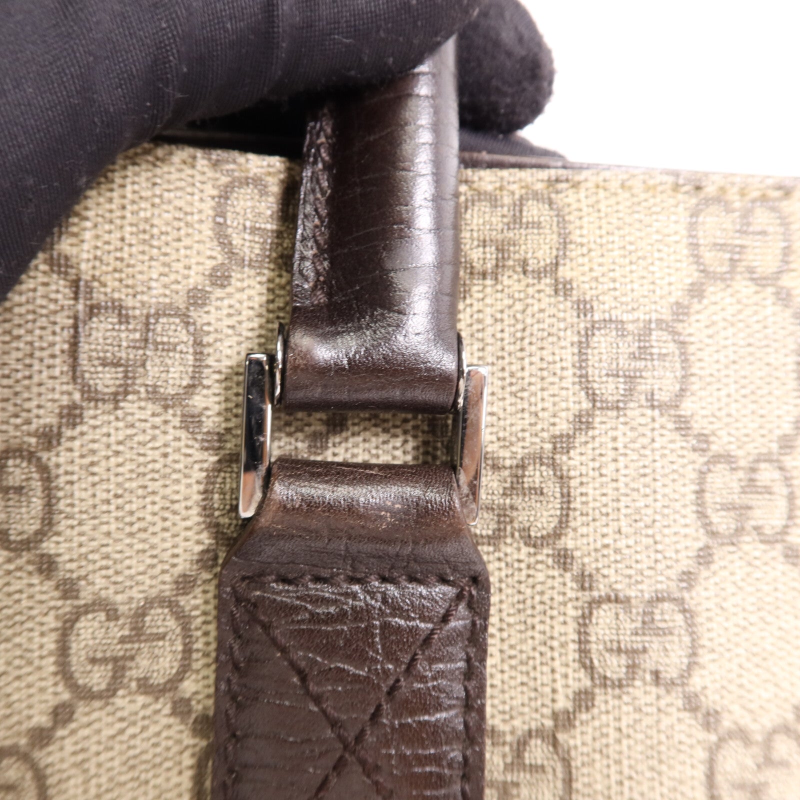 GUCCI 塗層帆布Tote Bag銀扣手挽袋