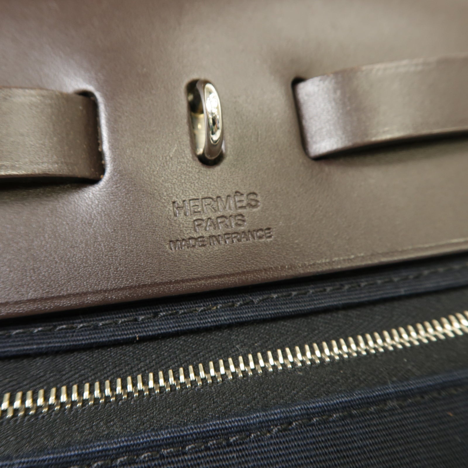 HERMES 【激減優惠】帆布Herbag PM銀扣手挽肩背兩用袋黒色