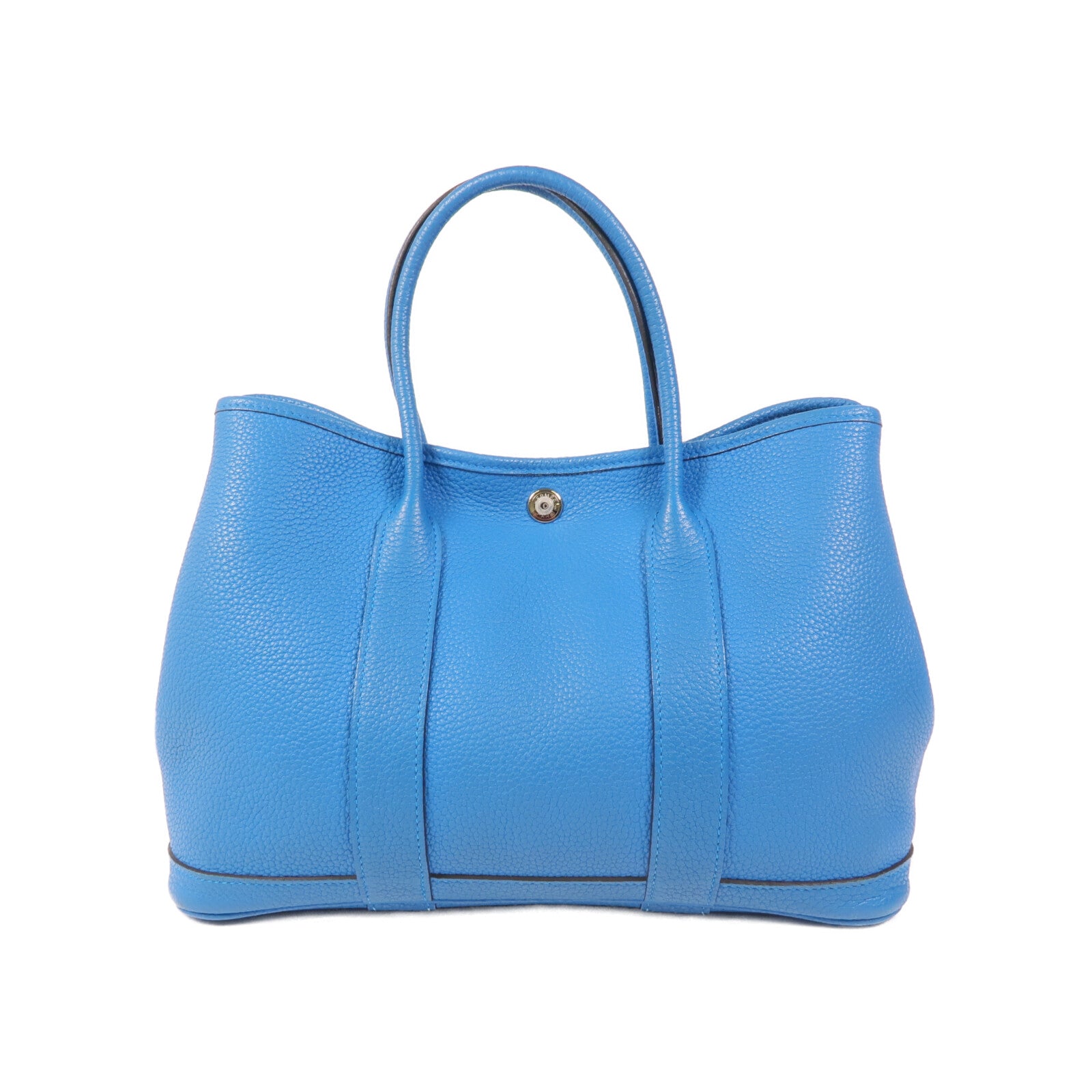 HERMES 【激減優惠】Clemence皮革Garden Party TPM銀扣手挽袋Turquoise