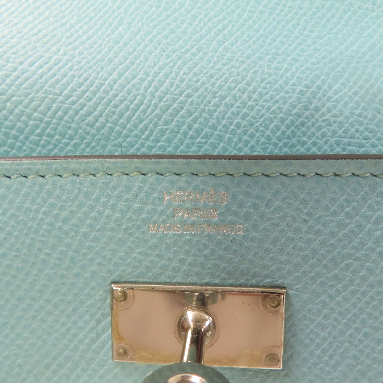 HERMES **【激減優惠】Epsom皮革Kelly Wallet銀扣長錢包湖水綠色