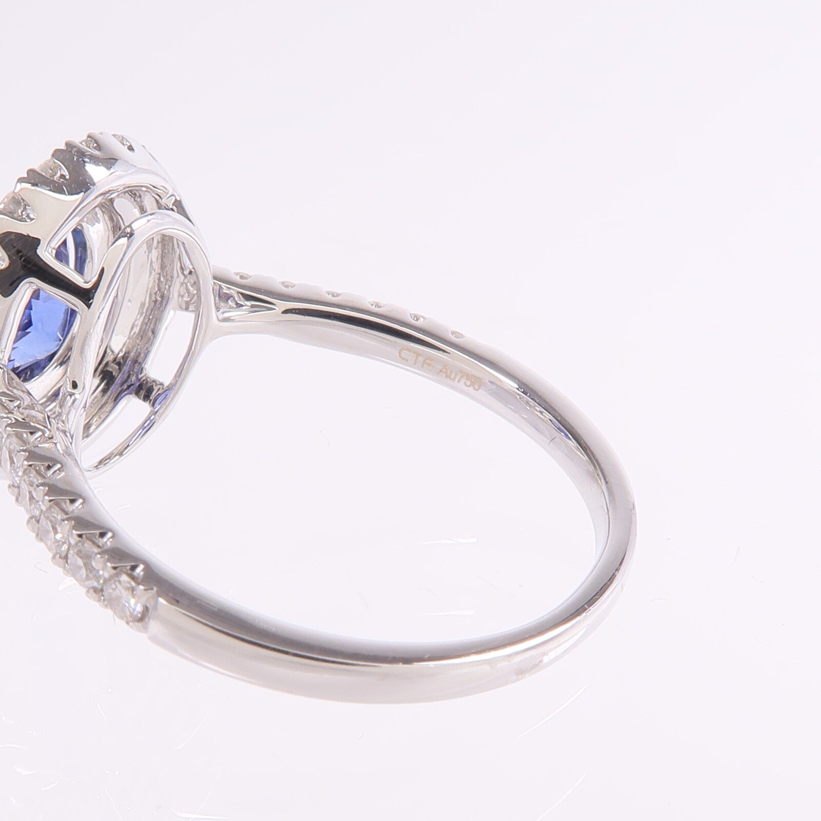JEWELRY 18K白金Sapphire Diamond Ring藍寶石/鑽石戒指US#7