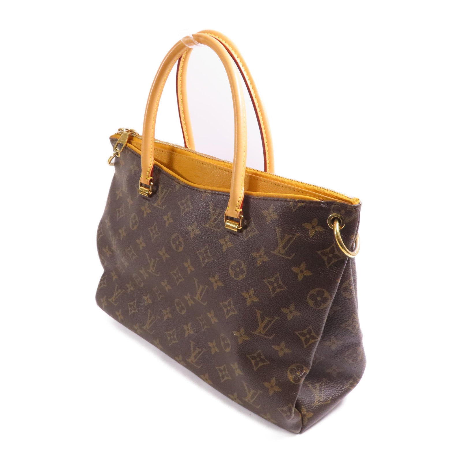 LOUIS VUITTON LV GHW Pallas MM 2 Way Shoulder Bag M40929 Monogram Brown/Yellow