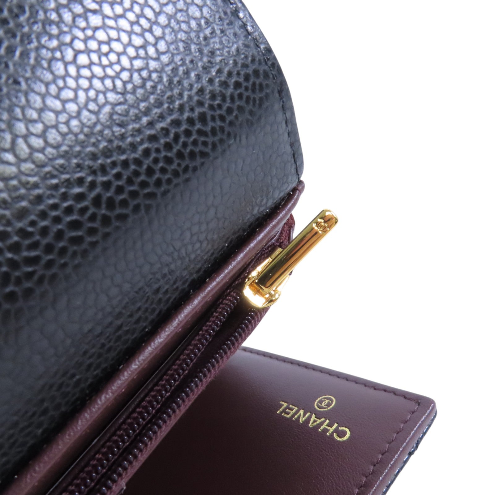 CHANEL 牛皮皮革Medium Wallet金扣短錢包