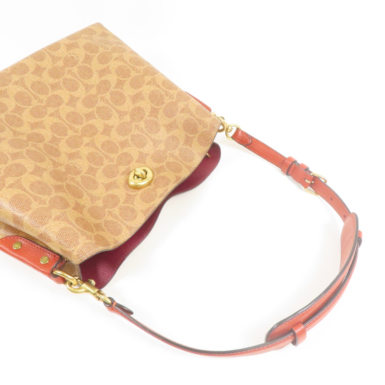 COACH 塗層帆布Shoulder Bag金扣手挽肩背兩用袋