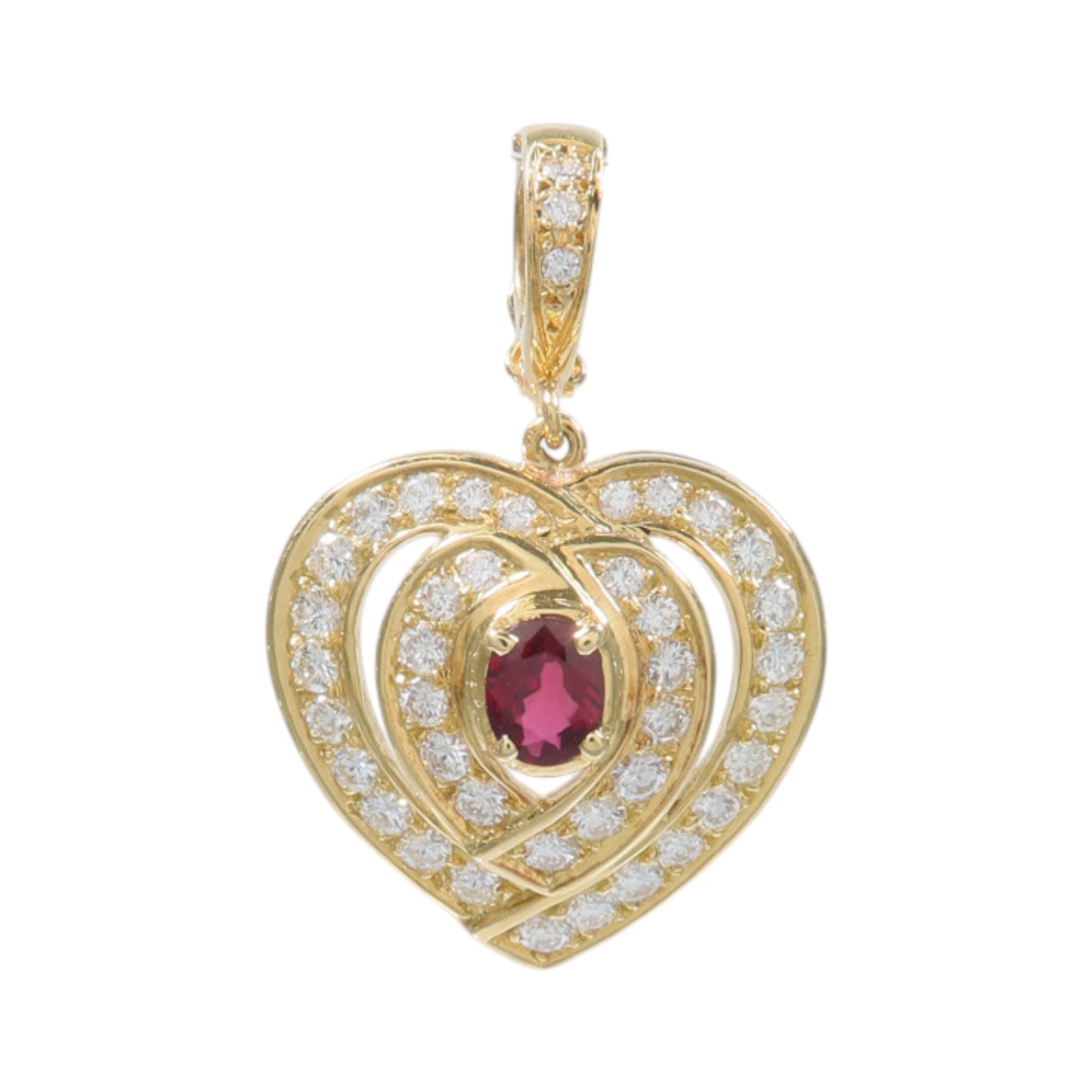 JEWELRY 18K黃金Ruby Diamond Pendant紅寶石/鑽石吊墜