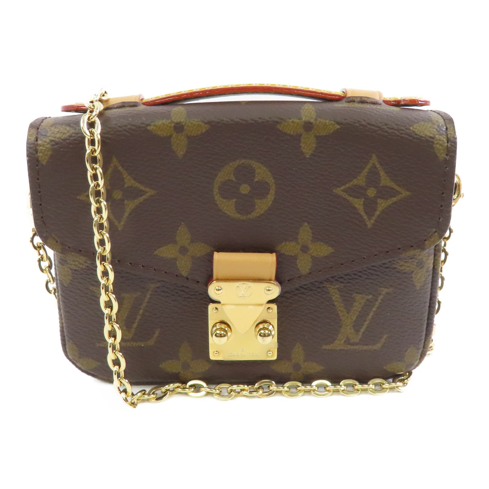 LOUIS VUITTON Monogram Micro Metis金扣手挽肩背兩用袋棕色