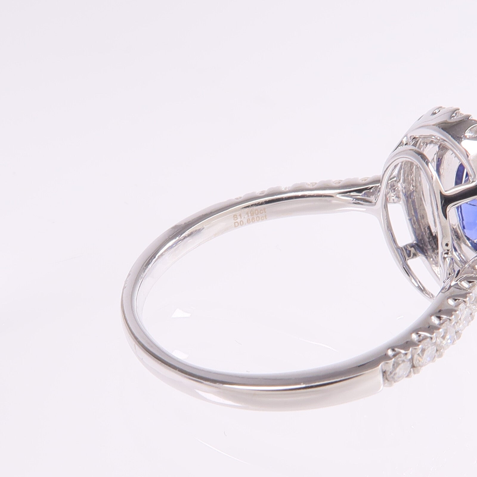 JEWELRY 18K白金Sapphire Diamond Ring藍寶石/鑽石戒指US#7