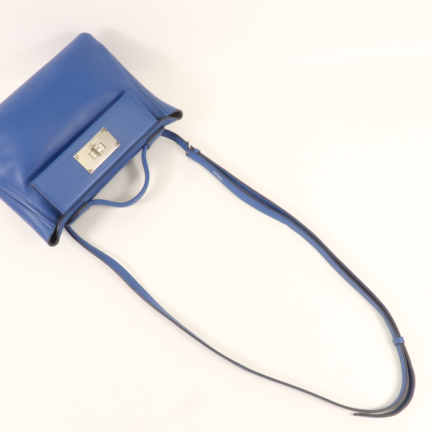 HERMES Evercolor皮革/Swift皮革24/24 Mini銀扣手挽肩背兩用袋 Bleu France
