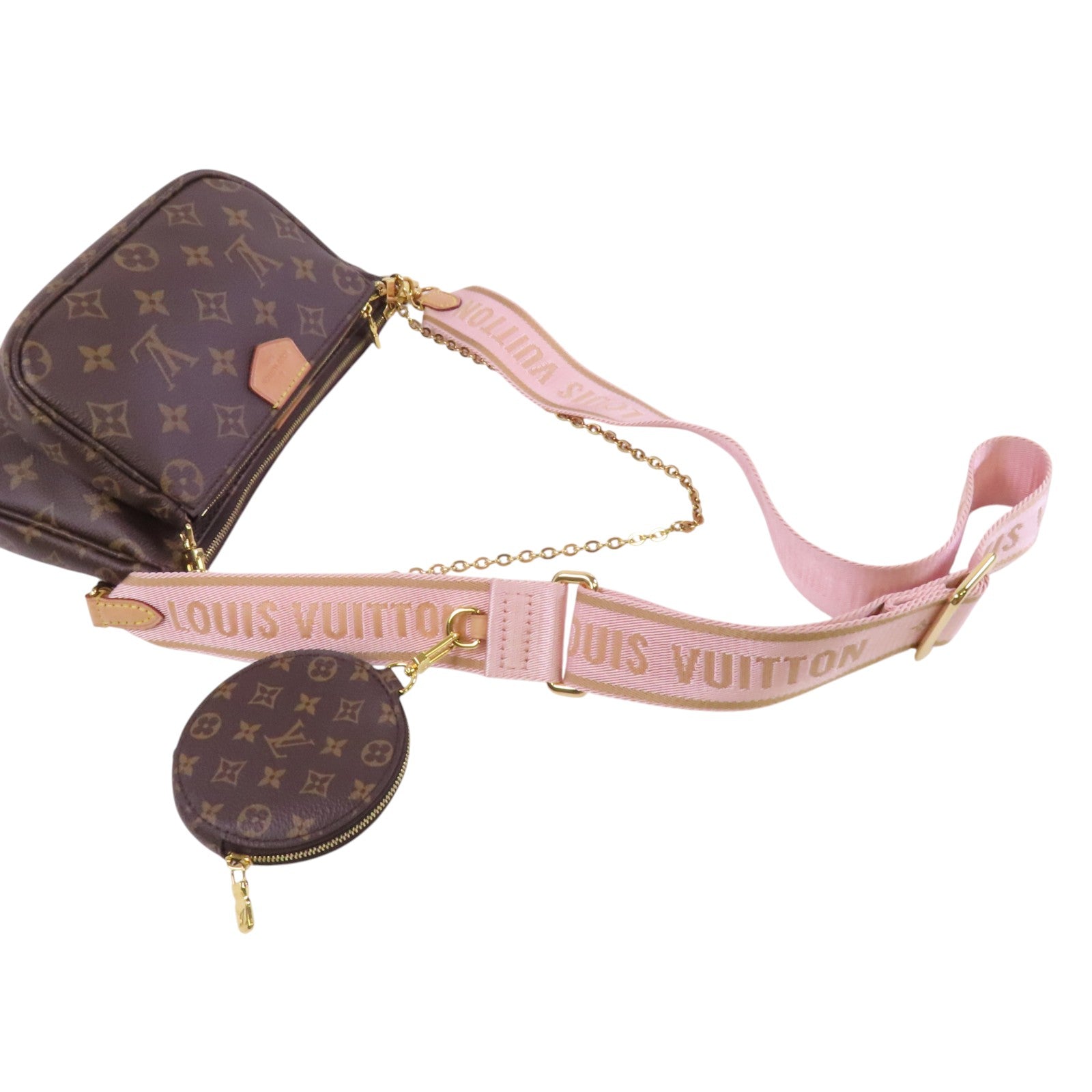 LOUIS VUITTON Monogram Mini Pochette Accessoirs金扣手挽肩背兩用袋