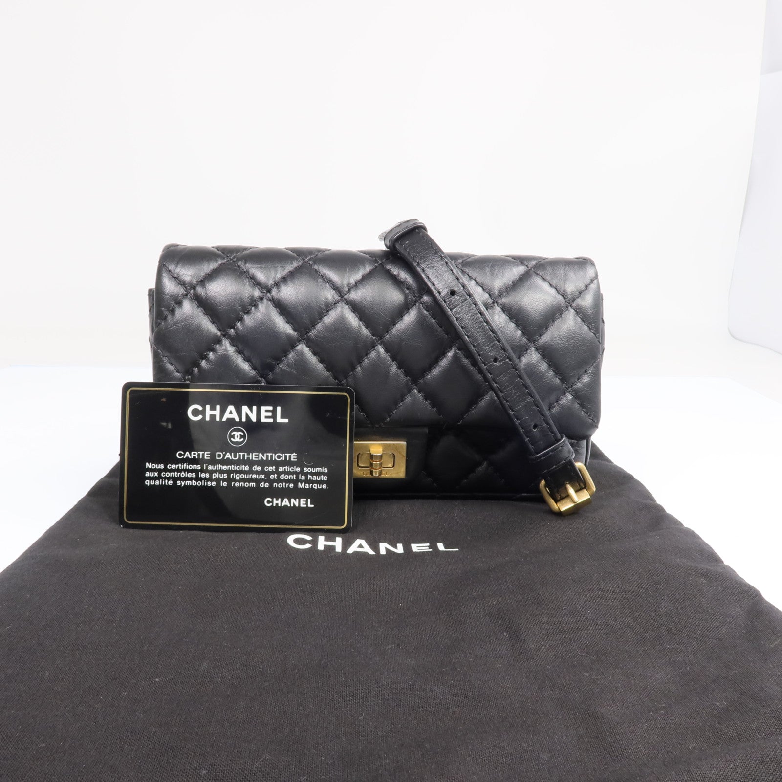 CHANEL 【激減優惠】牛皮皮革2.55 Belt Bag金扣鏈帶肩背袋