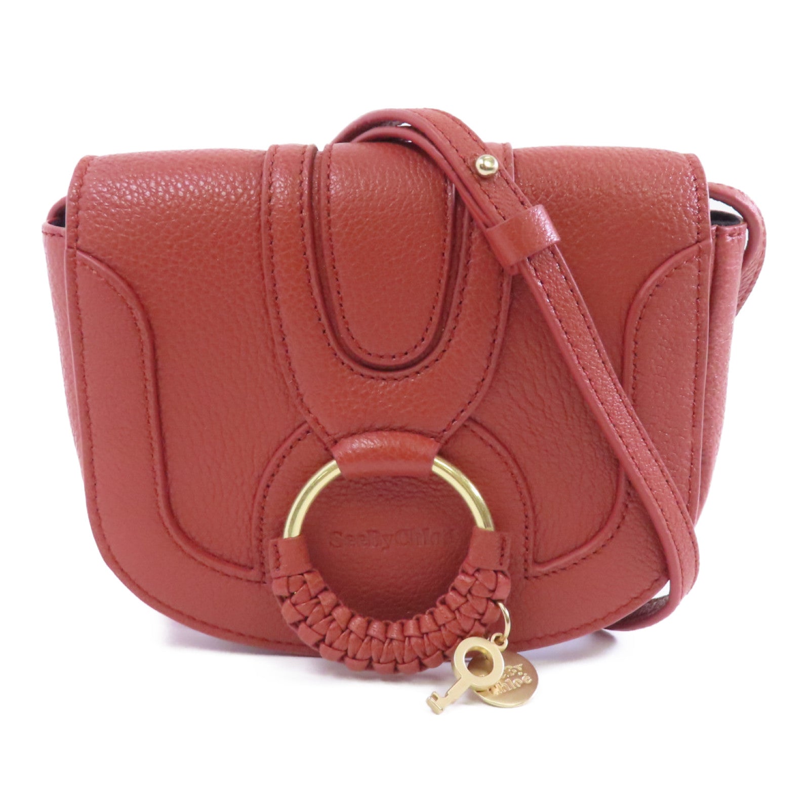 SEE BY CHLOE 牛皮皮革Shoulder Bag金扣肩背袋紅色