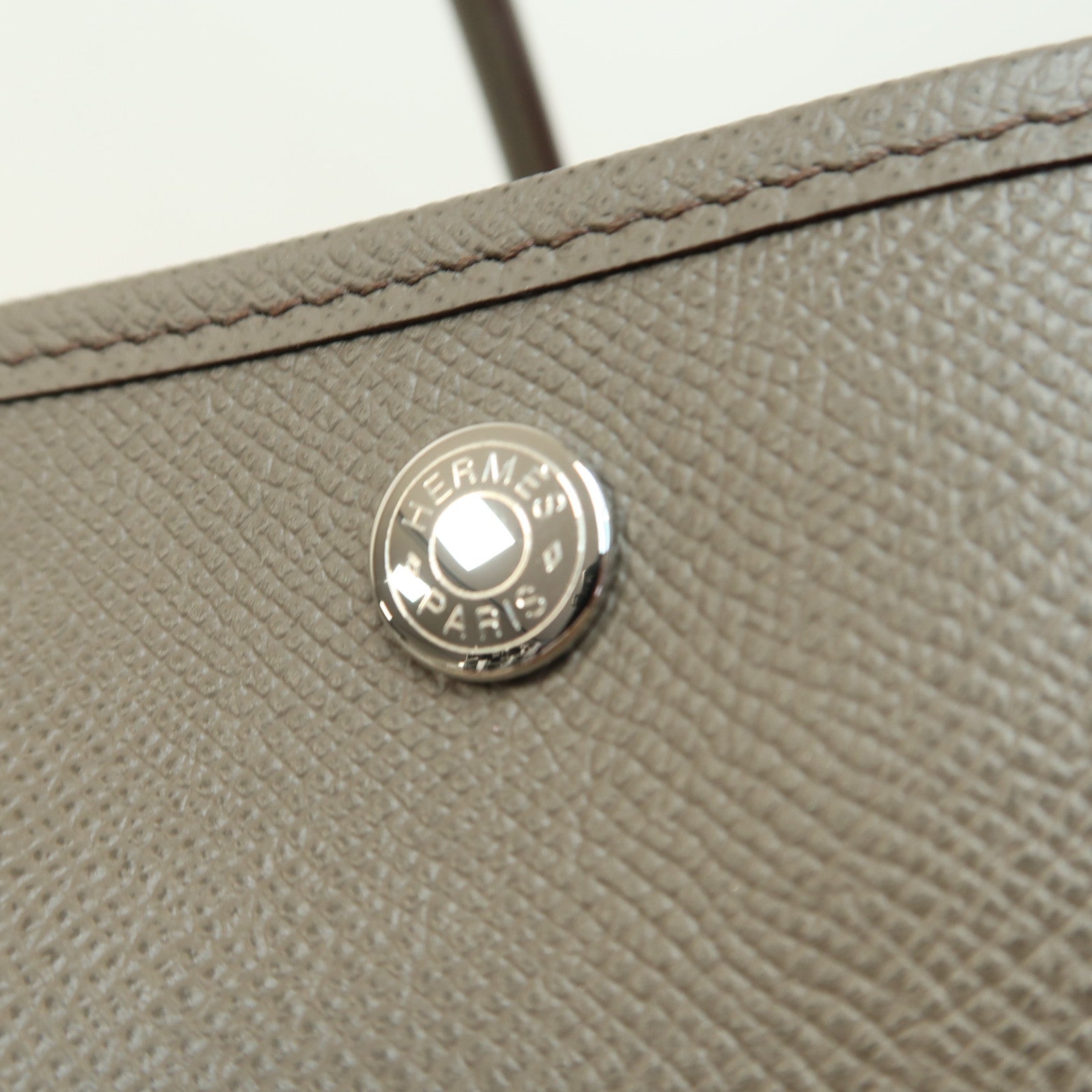 HERMES Epsom皮革GardenParty PM銀扣手挽袋Etian/錫灰色