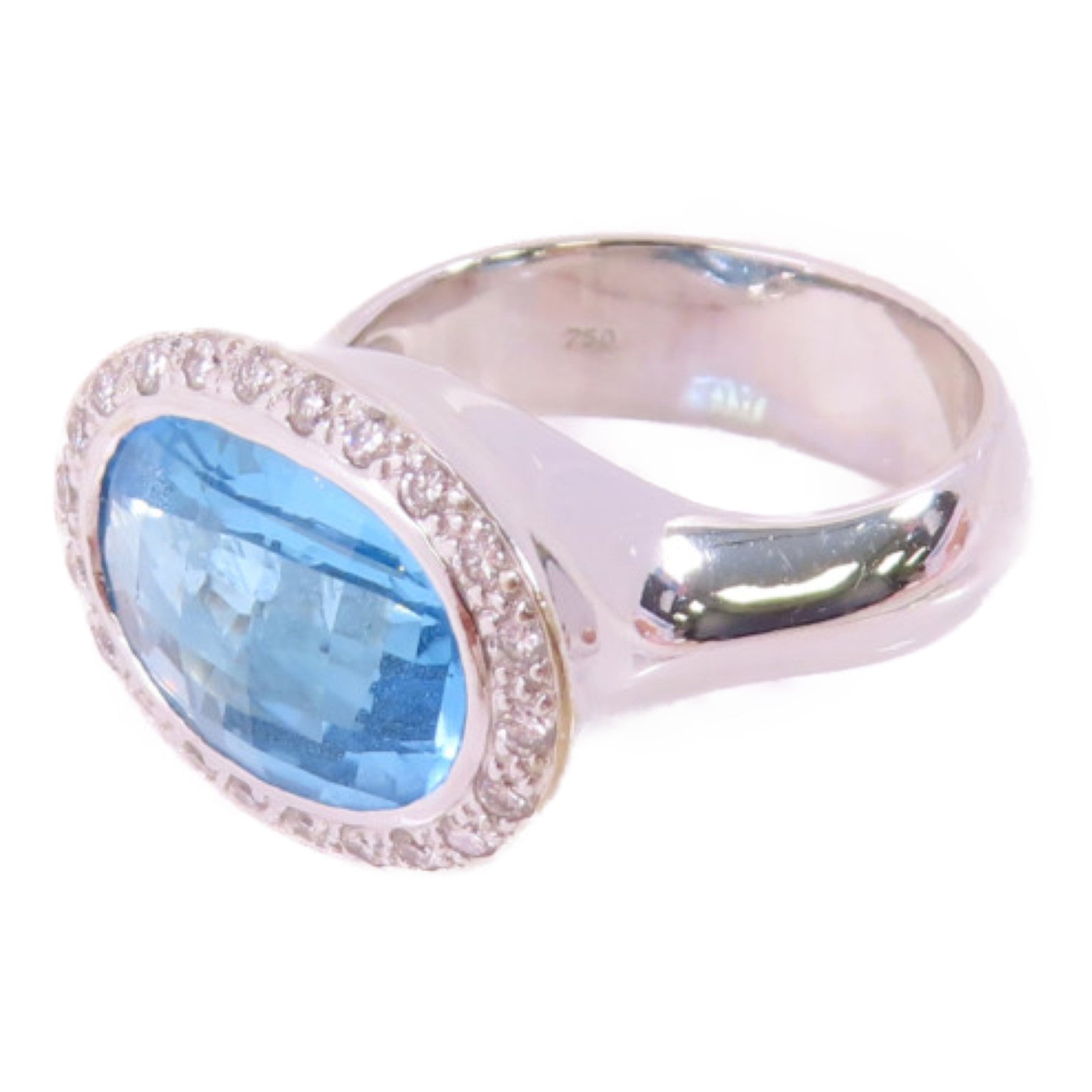 JEWELRY 18K白金/拓帕石Topaz Ring戒指US#5.25