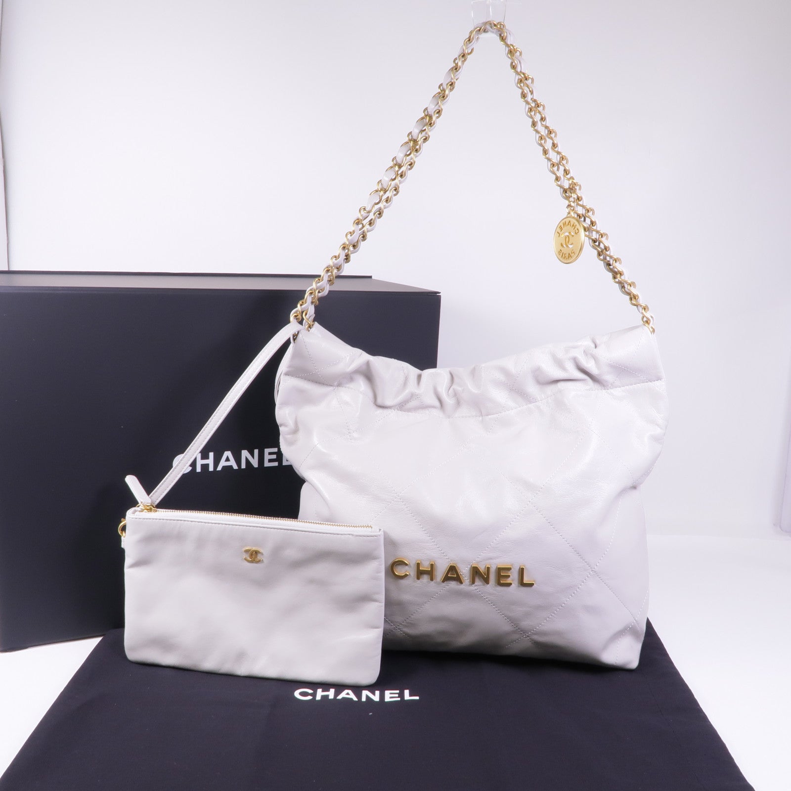 CHANEL 羊皮皮革C22 Small金扣鏈帶肩背袋