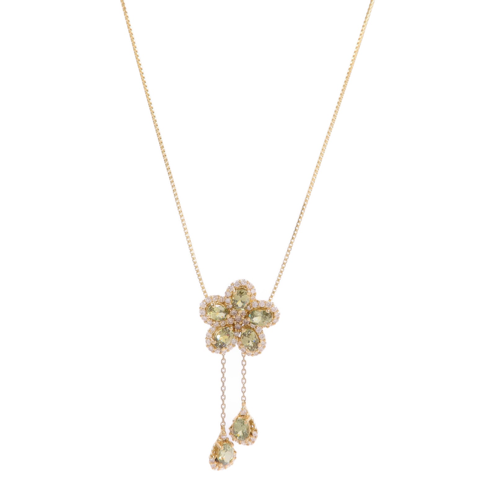 JEWELRY 18K黃金Demantoid Garnet Diamond Necklace翠榴石/鑽石項鍊