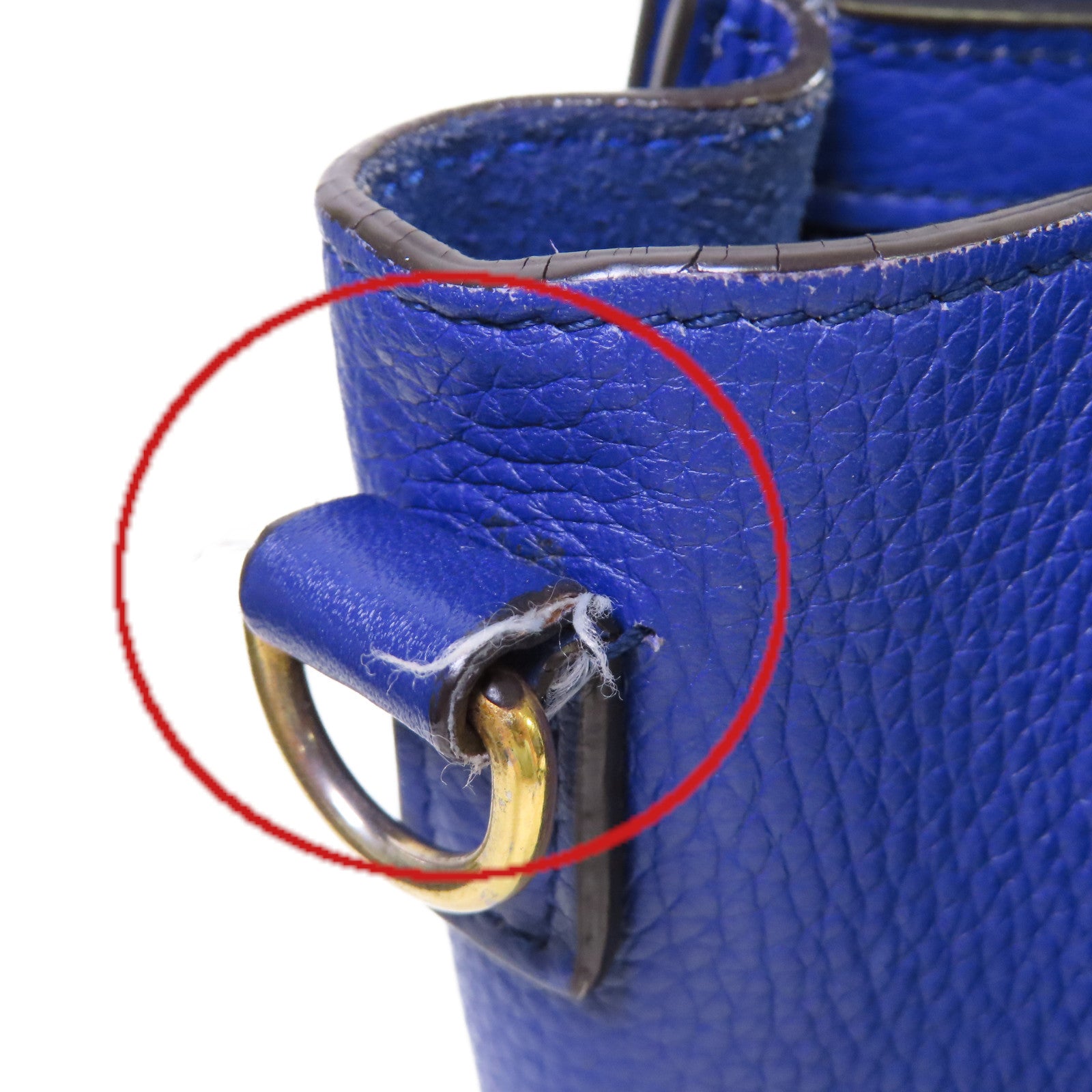 CELINE 牛皮皮革Nano Luggage 2Way Shoulder Bag金扣手挽肩背兩用袋藍色