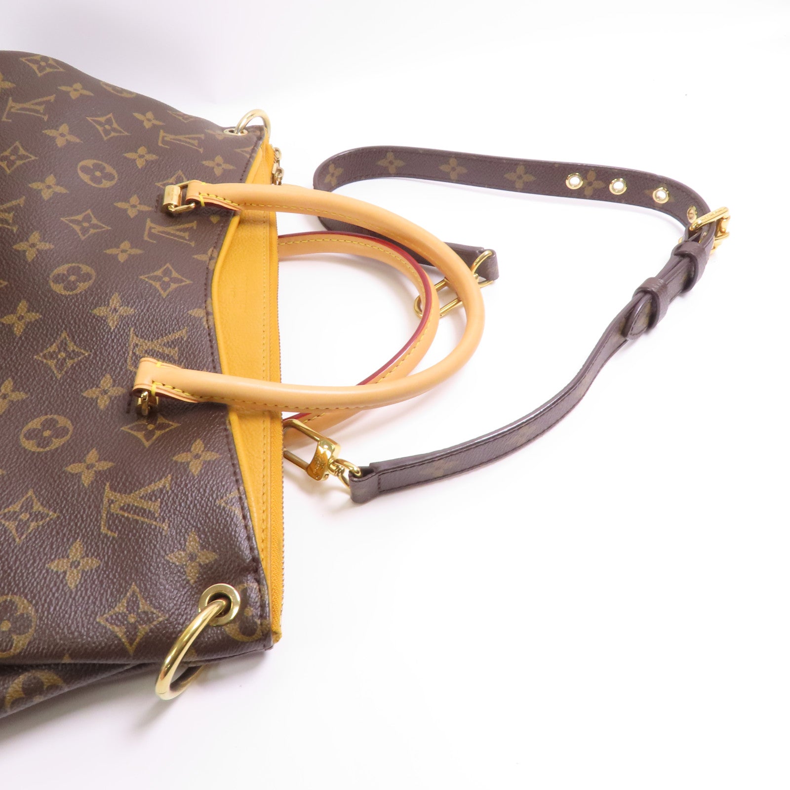LOUIS VUITTON LV GHW Pallas MM 2 Way Shoulder Bag M40929 Monogram Brown/Yellow