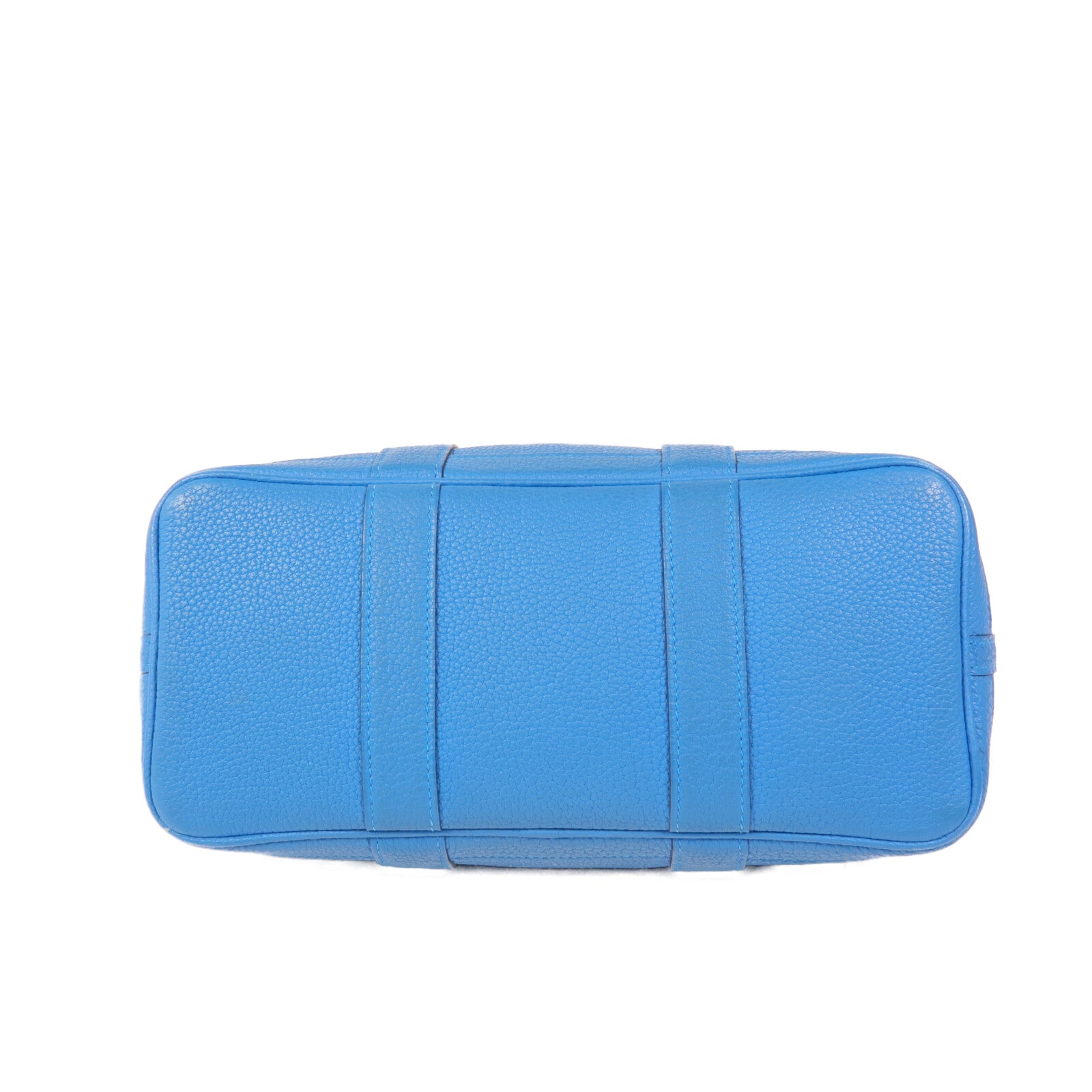 HERMES Clemence皮革Garden Party TPM銀扣手挽袋Turquoise