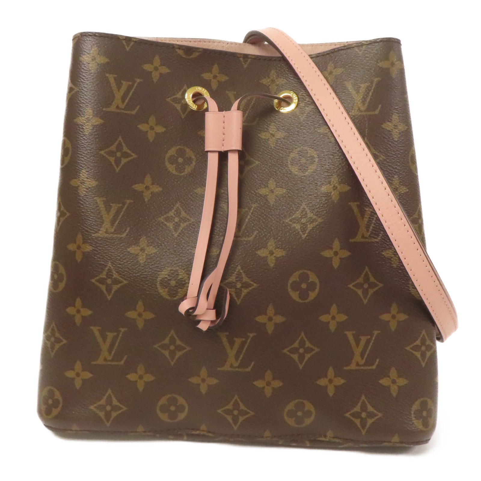LOUIS VUITTON Monogram Neo Noe金扣手挽肩背兩用袋棕色/粉紅色