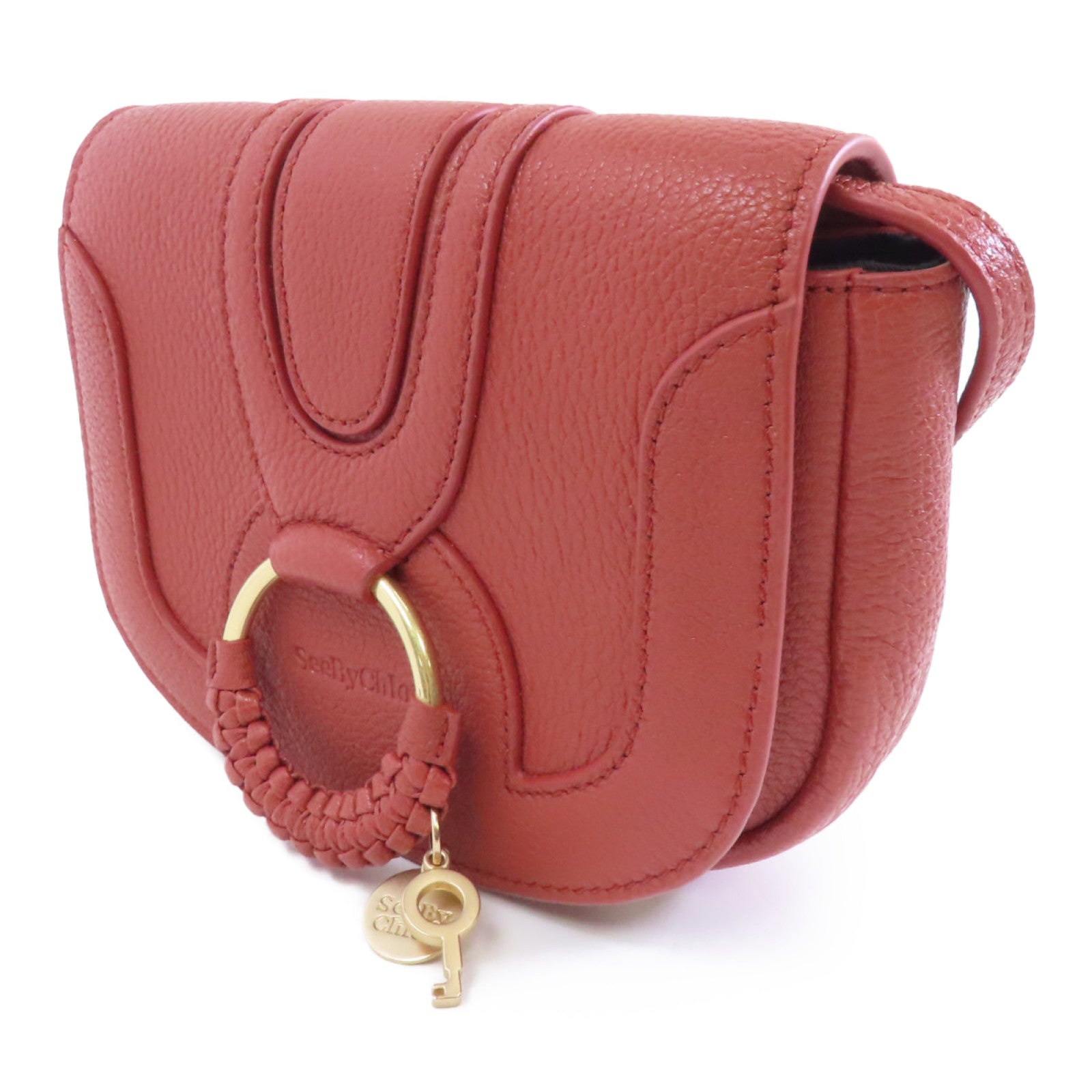 SEE BY CHLOE 牛皮皮革Shoulder Bag金扣肩背袋紅色