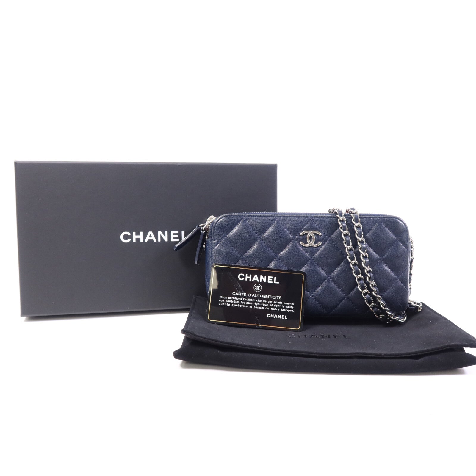 CHANEL 羊皮皮革Chain Shoulder Bag銀扣鏈帶肩背袋