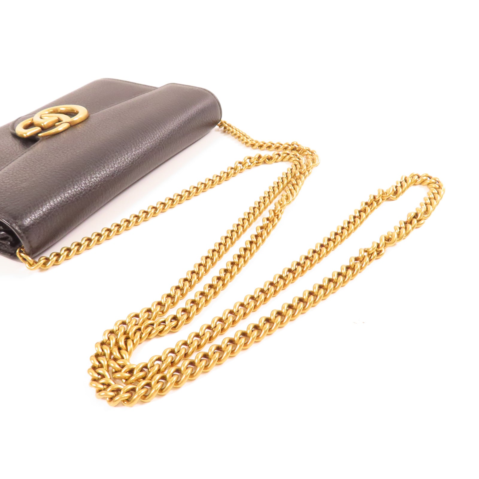GUCCI GHW Chain Shoulder Bag Calfskin Leather 401232 Black