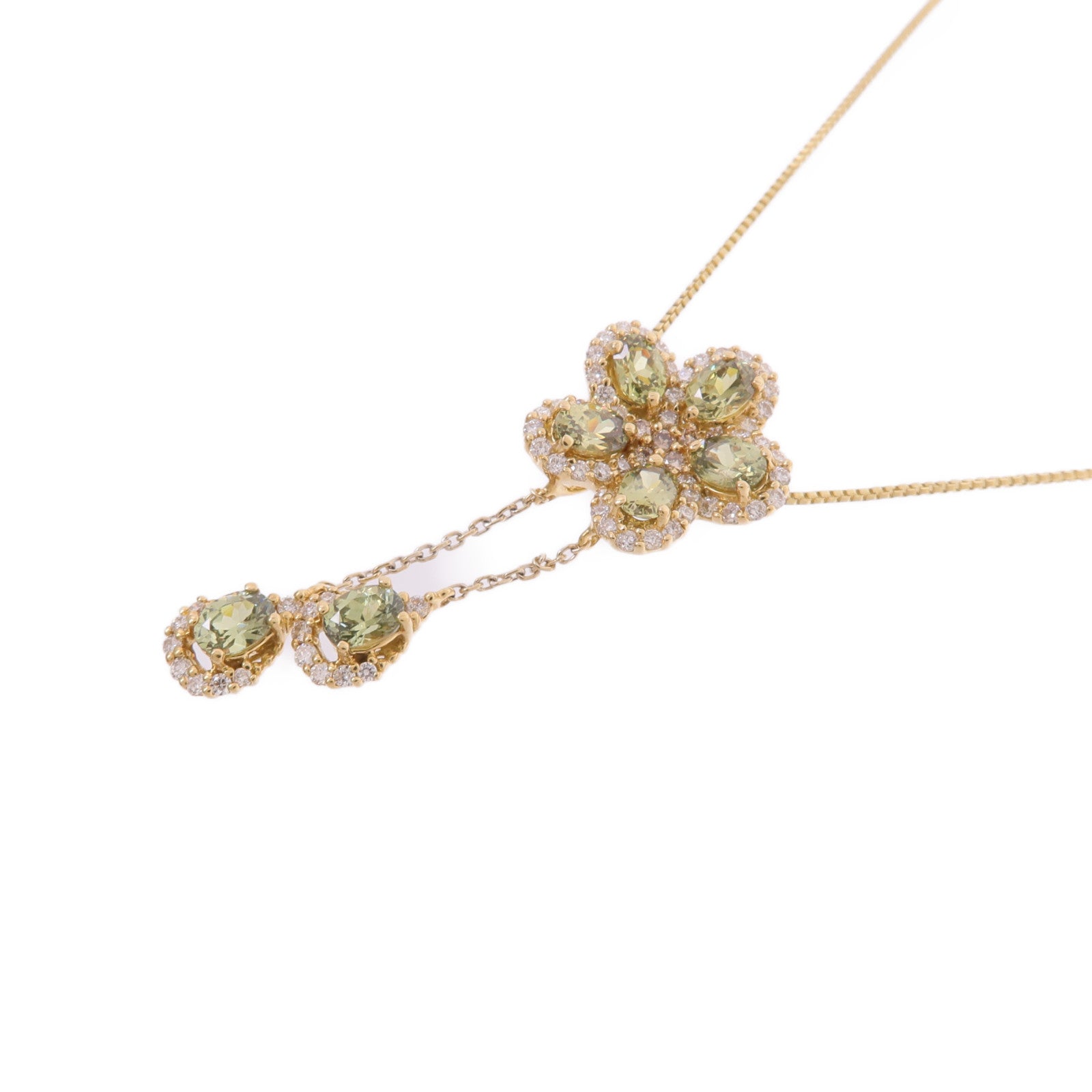 JEWELRY 18K黃金Demantoid Garnet Diamond Necklace翠榴石/鑽石項鍊