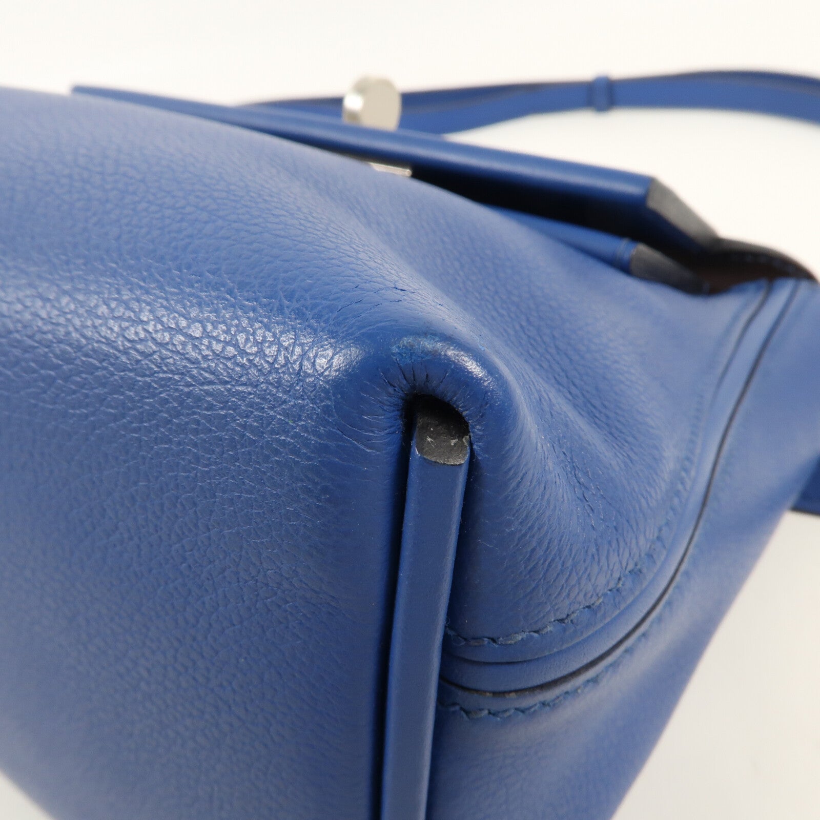 HERMES Evercolor皮革/Swift皮革24/24 Mini銀扣手挽肩背兩用袋 Bleu France