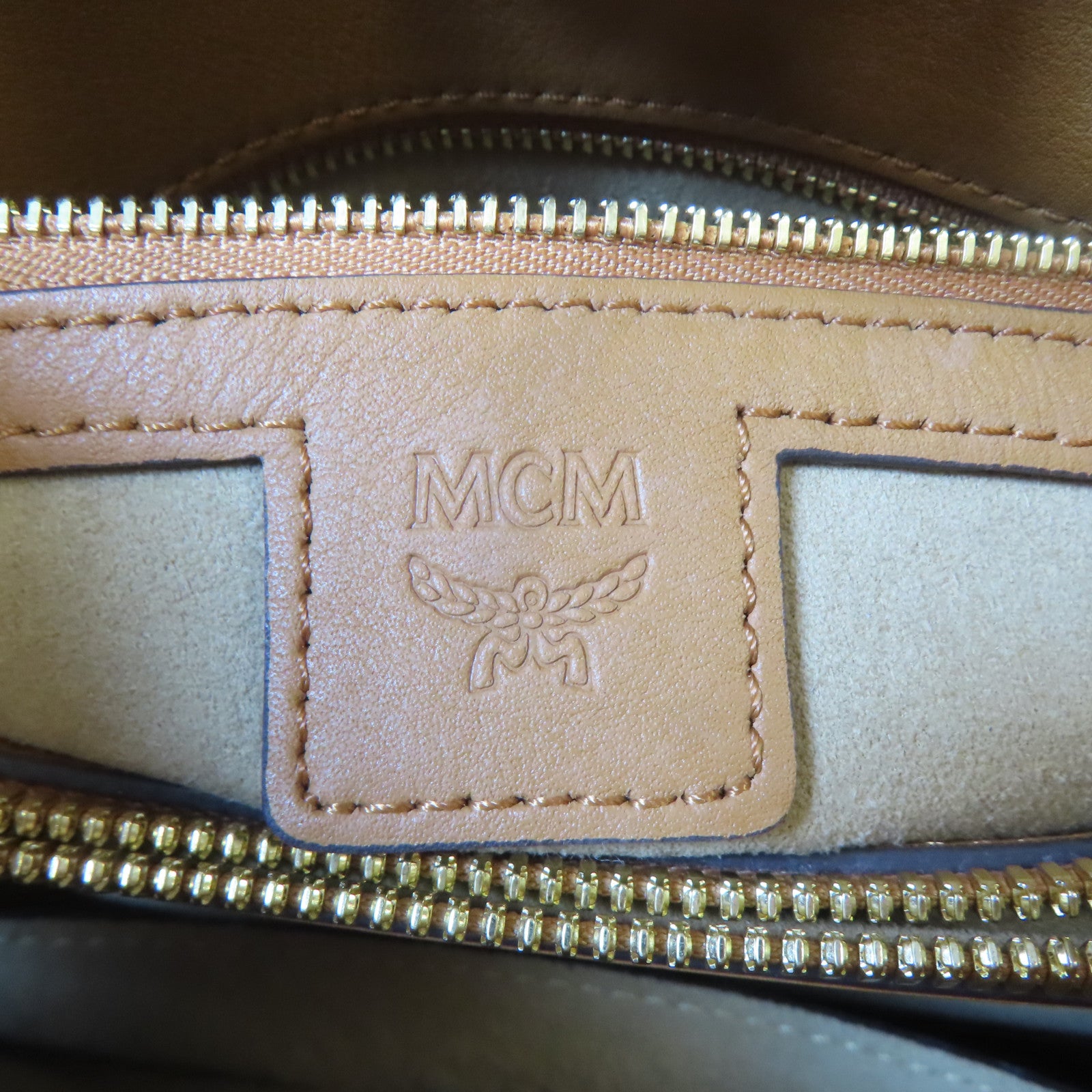MCM 皮革2 Way Shoulder Bag金扣手挽肩背兩用袋啡色